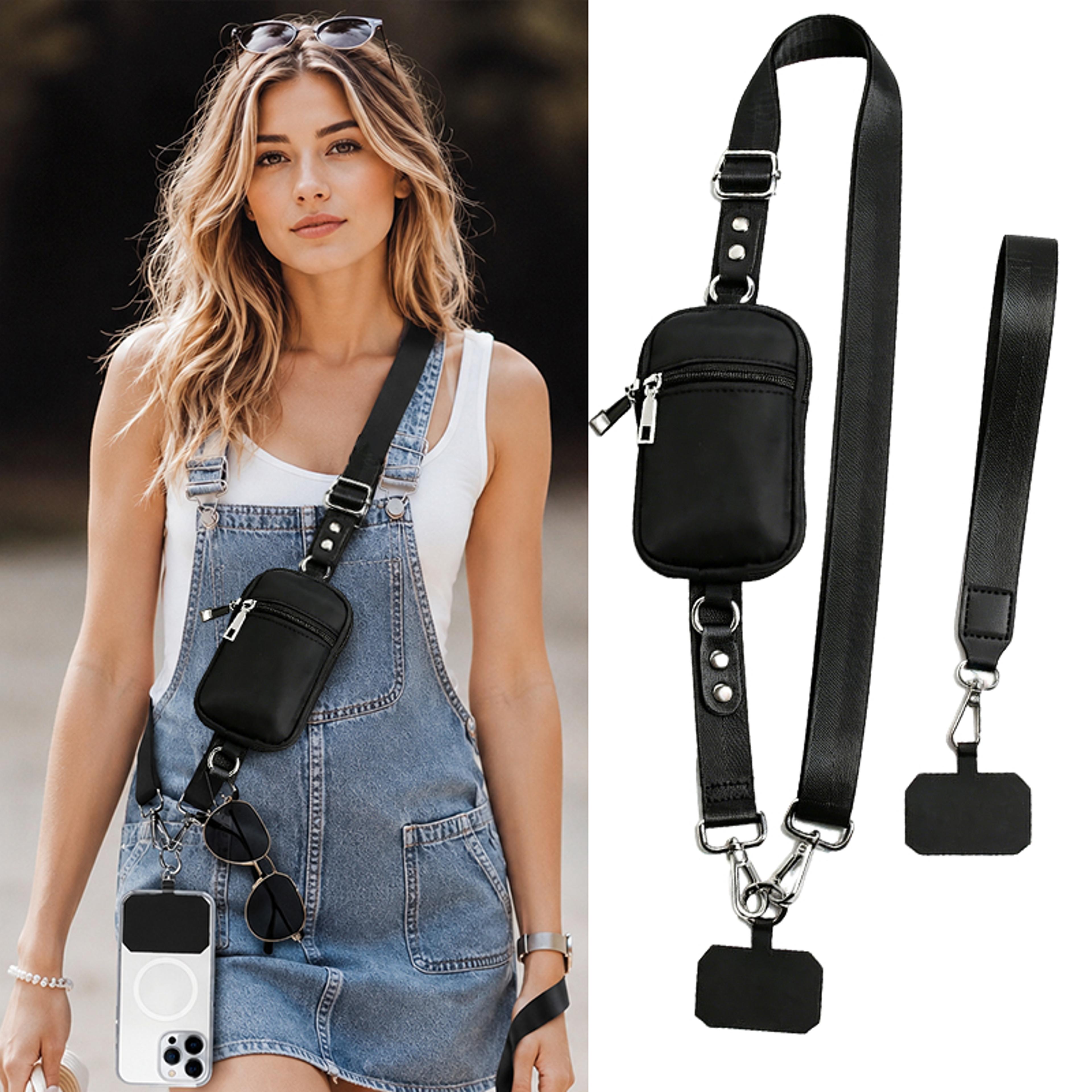 Adjustable Crossbody Phone Bag With RFID Blocking Wallet  Detachable Phone Lanyard 3