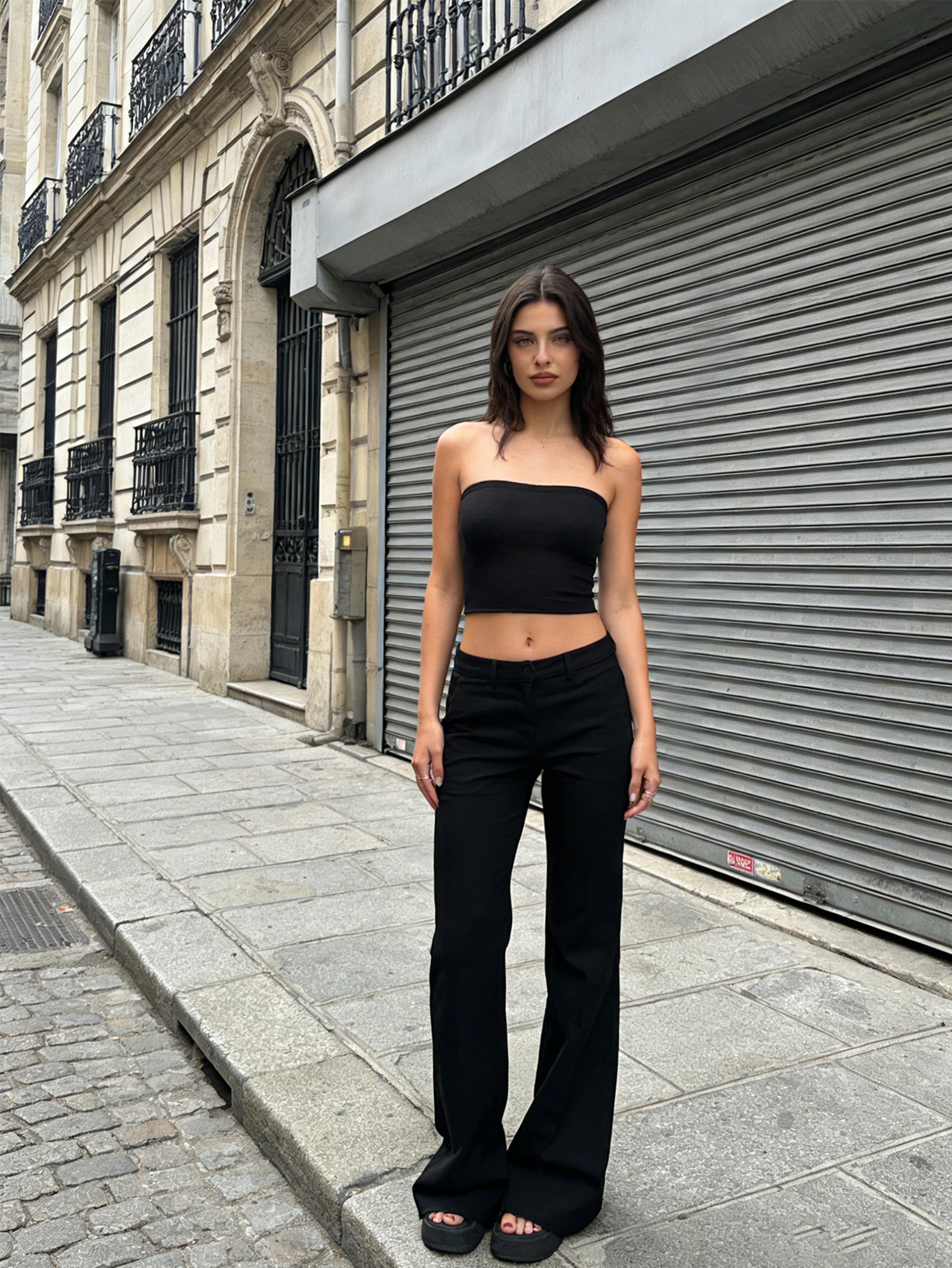 Luxe Halter Crop Top For Women With Plunge V Neck And Double Layer Design 2
