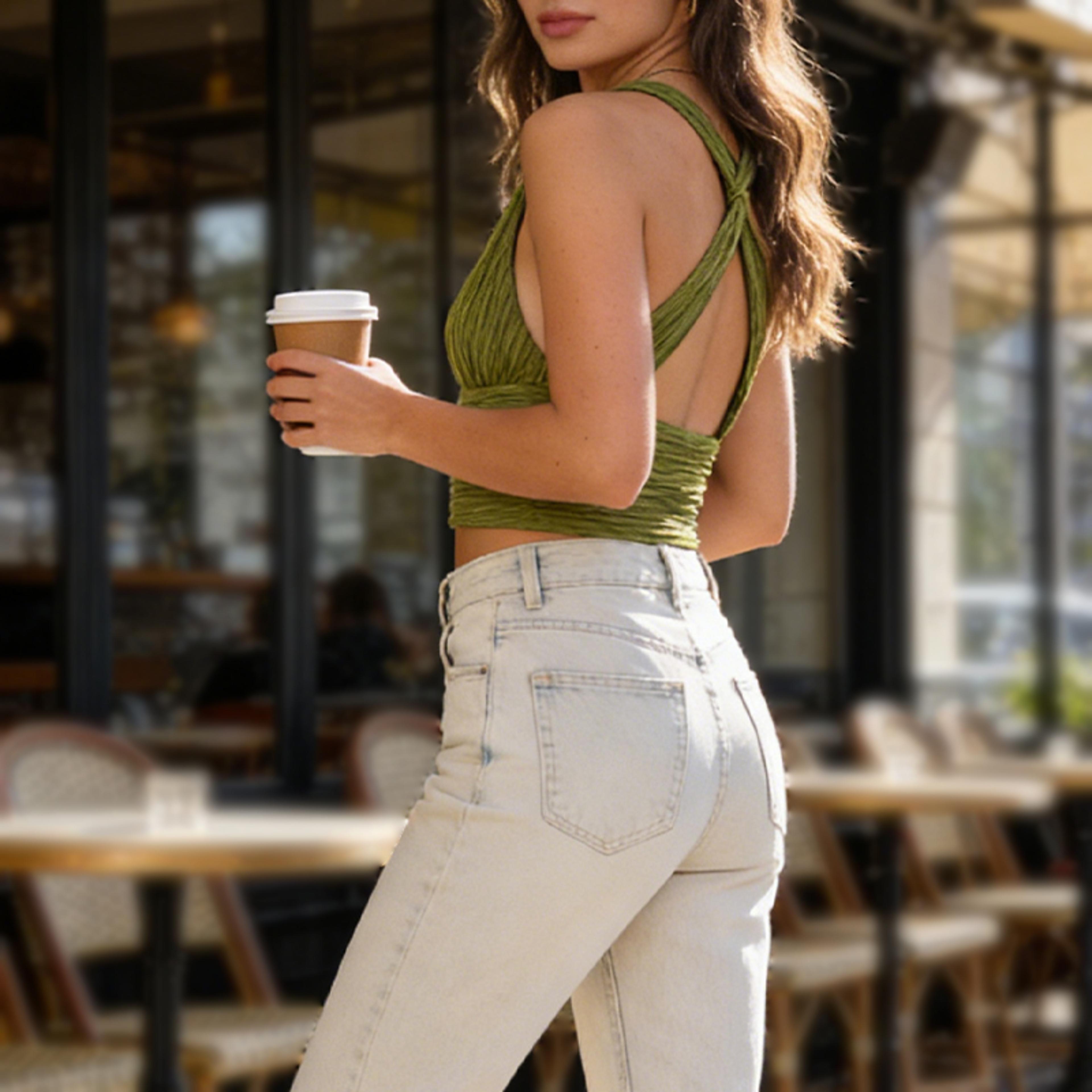 Halter Backless Crop Top Knit Corset Cami For Summer 1
