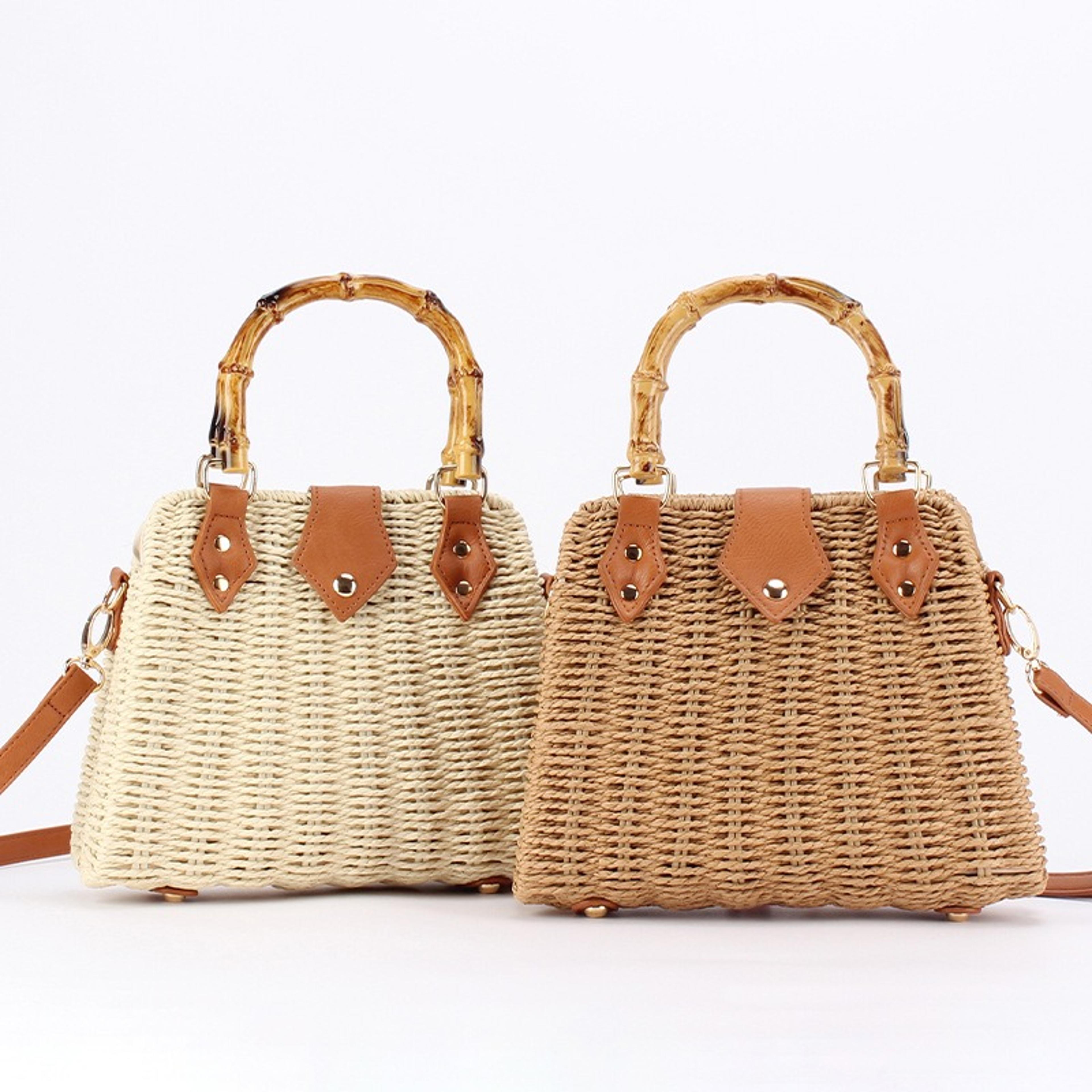Boho Rattan Handbag Woven Square Shoulder Bag For Summer Beach  Vacation 3