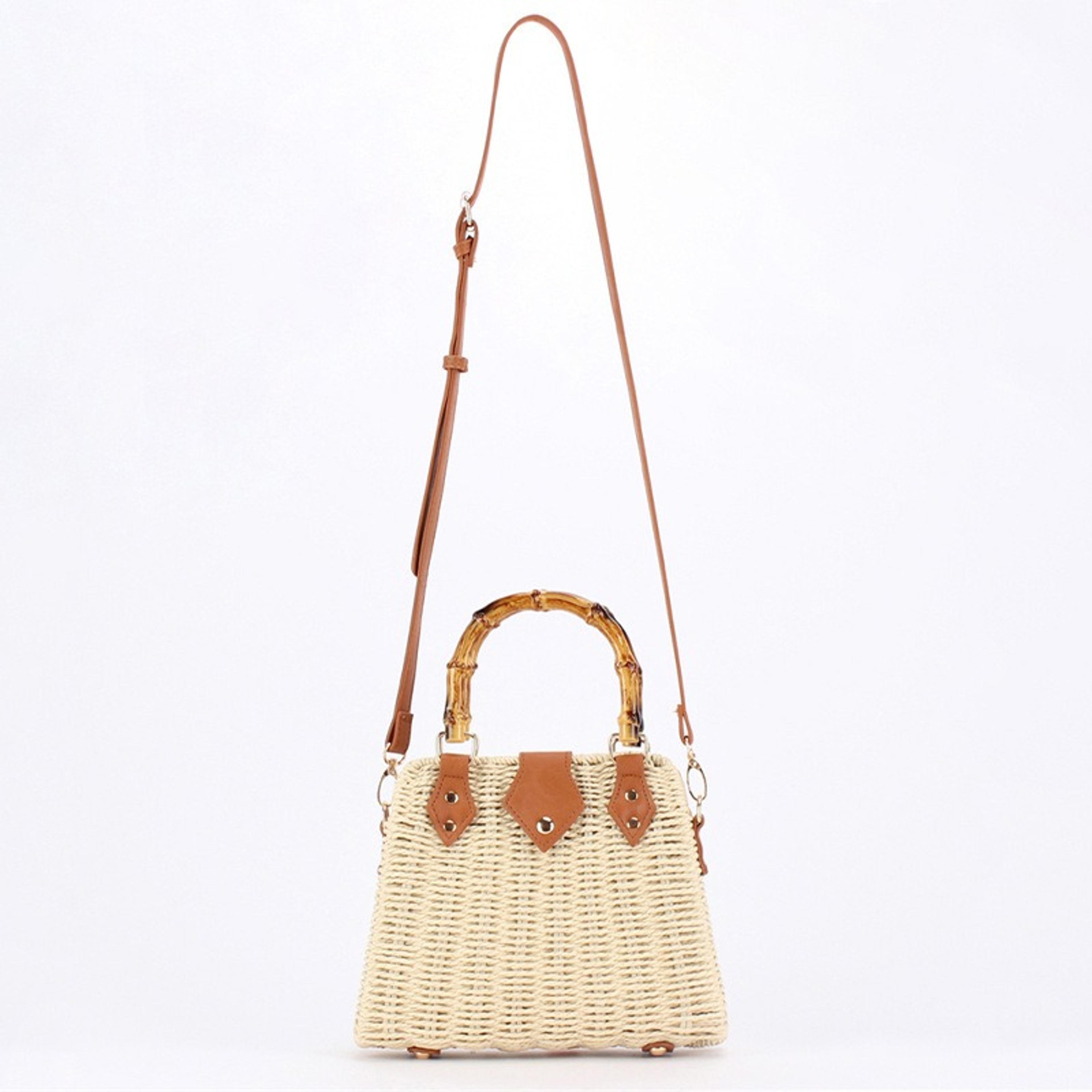 Boho Rattan Handbag Woven Square Shoulder Bag For Summer Beach  Vacation 4