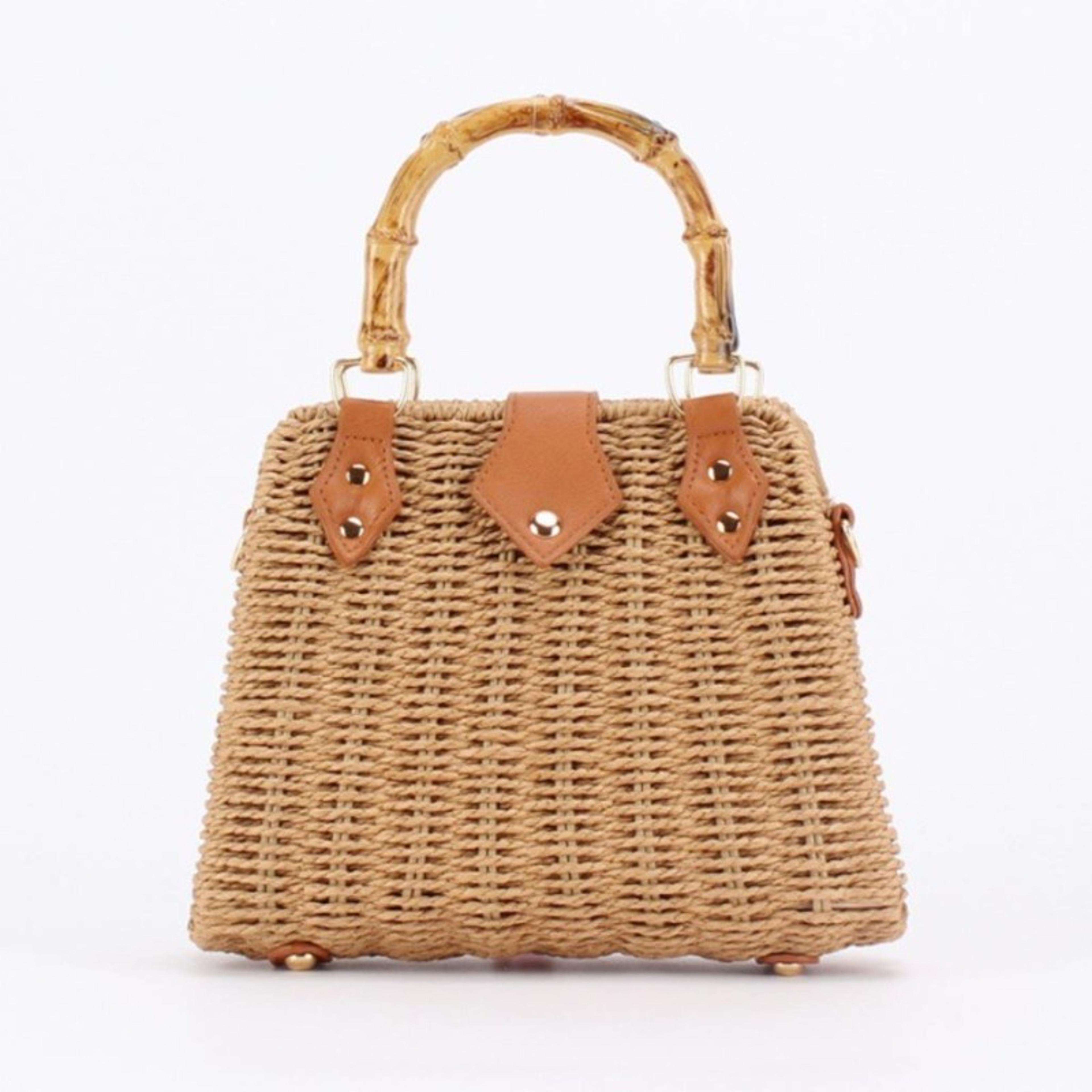 Boho Rattan Handbag Woven Square Shoulder Bag For Summer Beach  Vacation 1