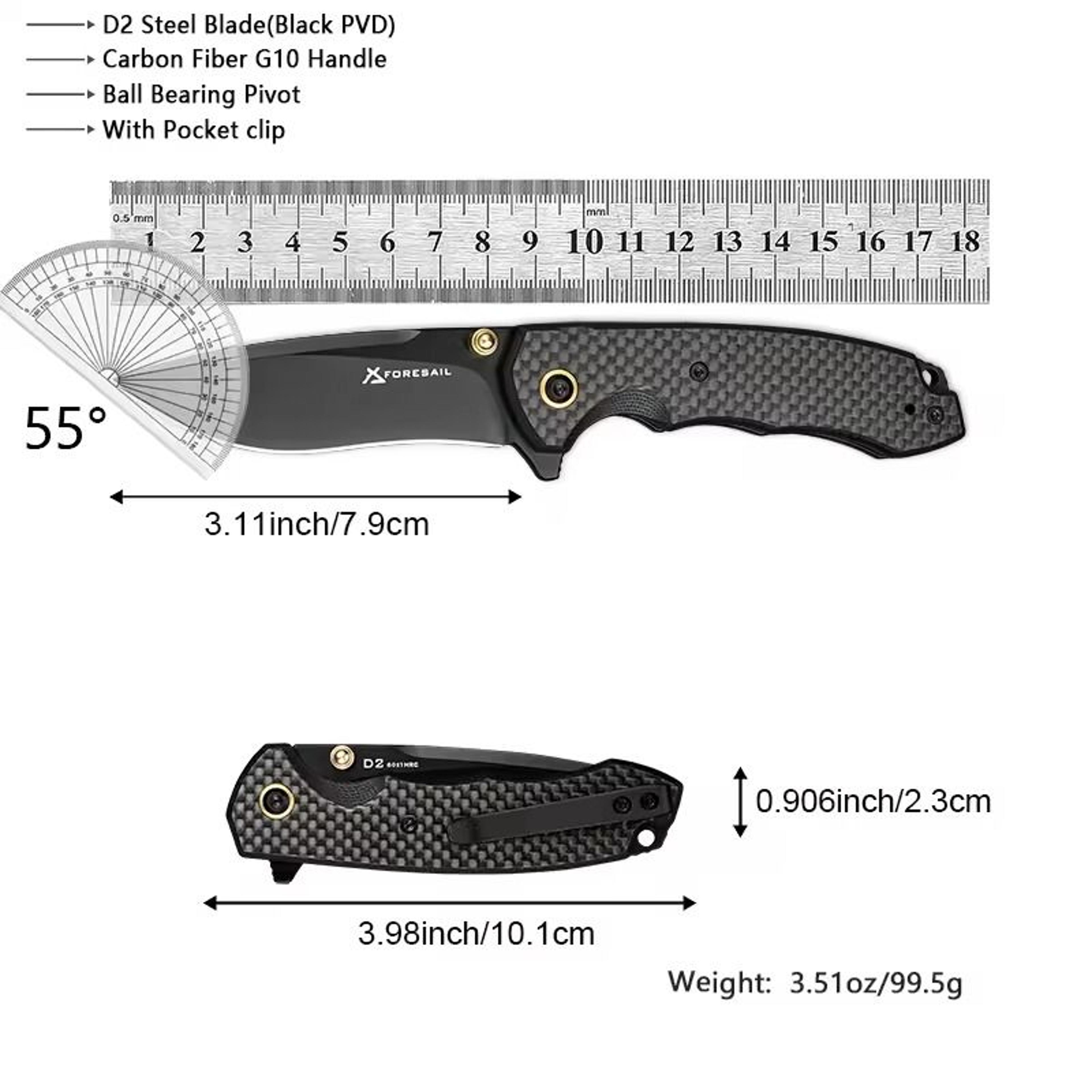 D2 Steel Folding EDC Pocket Knife For Camping Hiking  Everyday Cutting 2