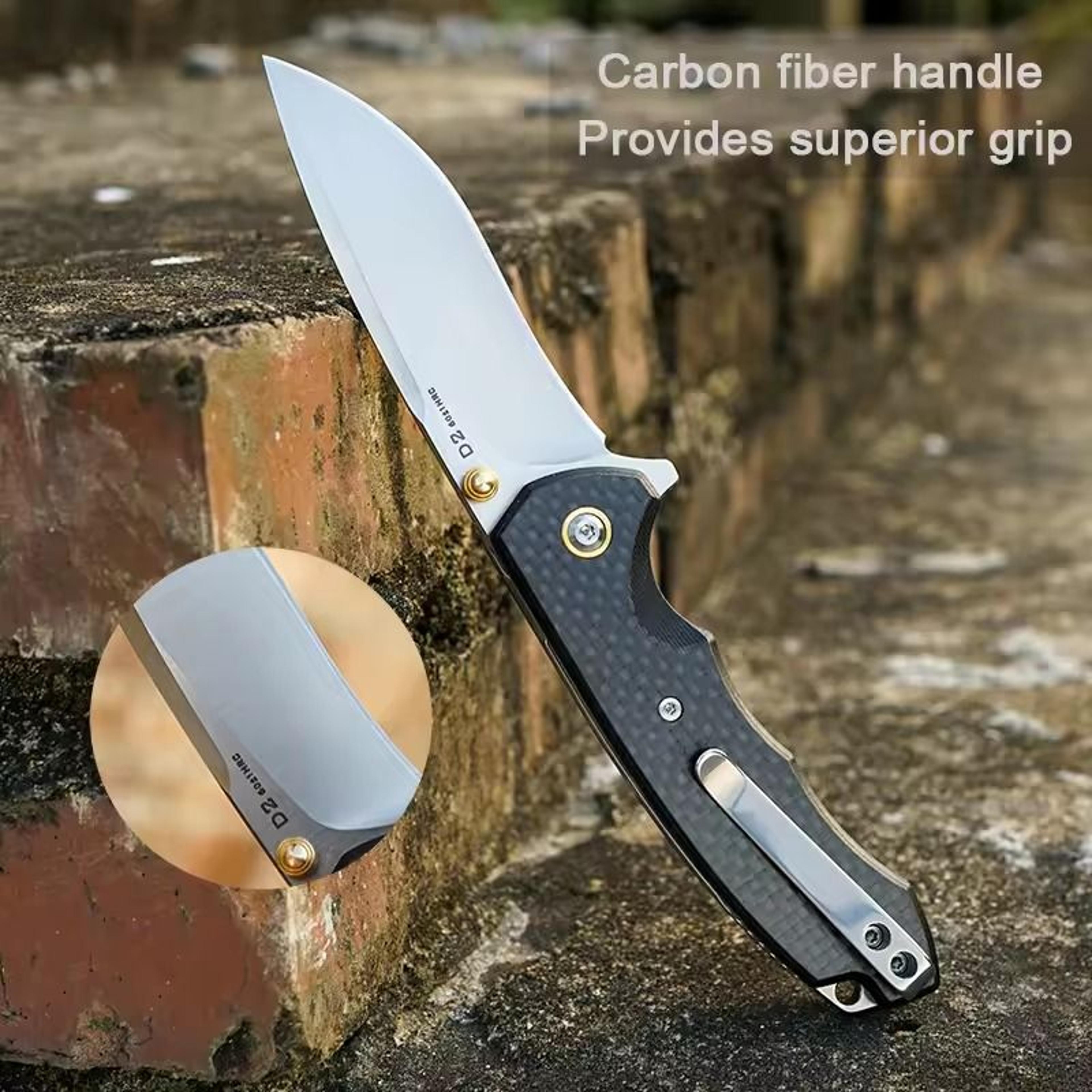 D2 Steel Folding EDC Pocket Knife For Camping Hiking  Everyday Cutting 4