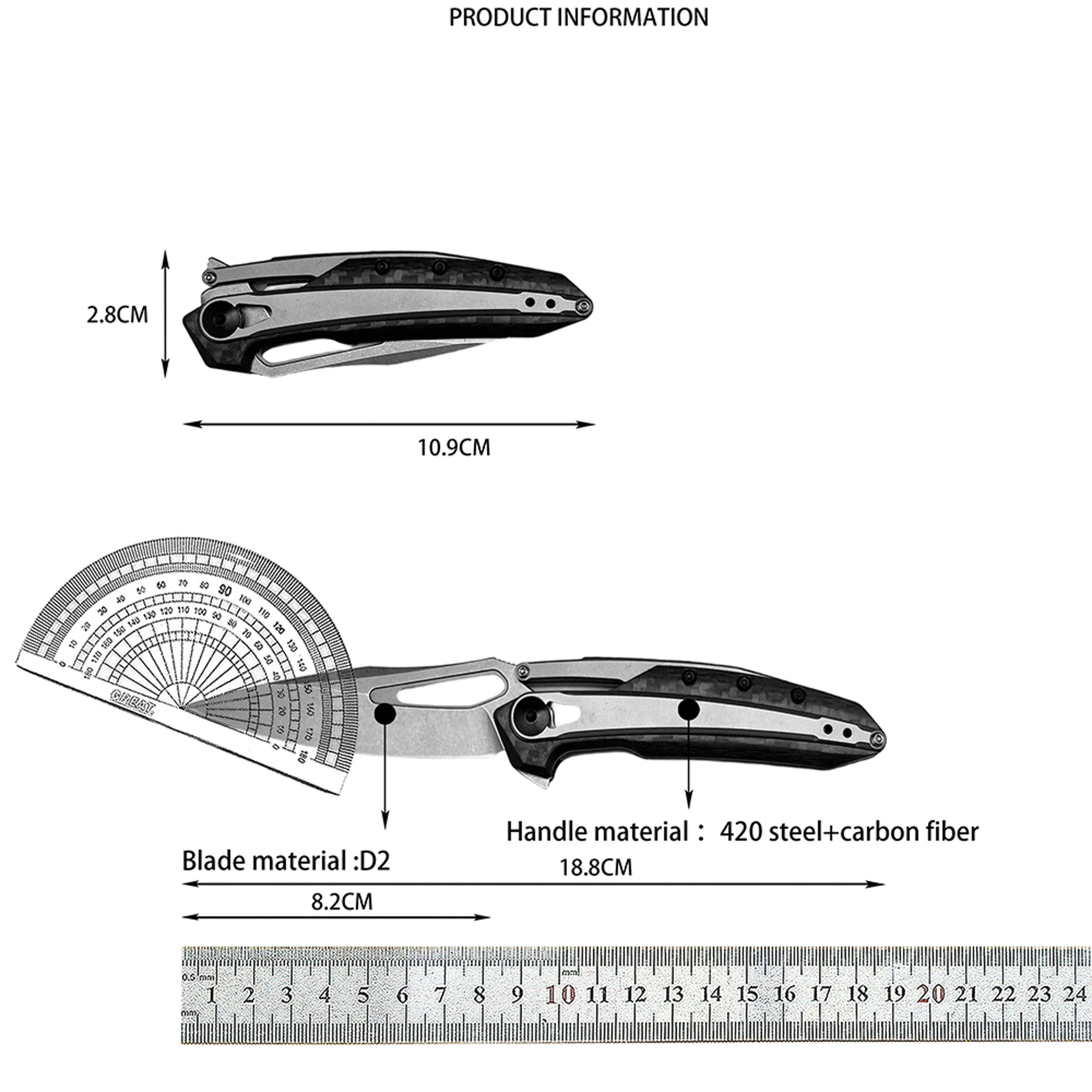 Carbon Fiber Folding Pocket Knife With D2 Steel Blade For Camping EDC  Outdoor Adventures 3