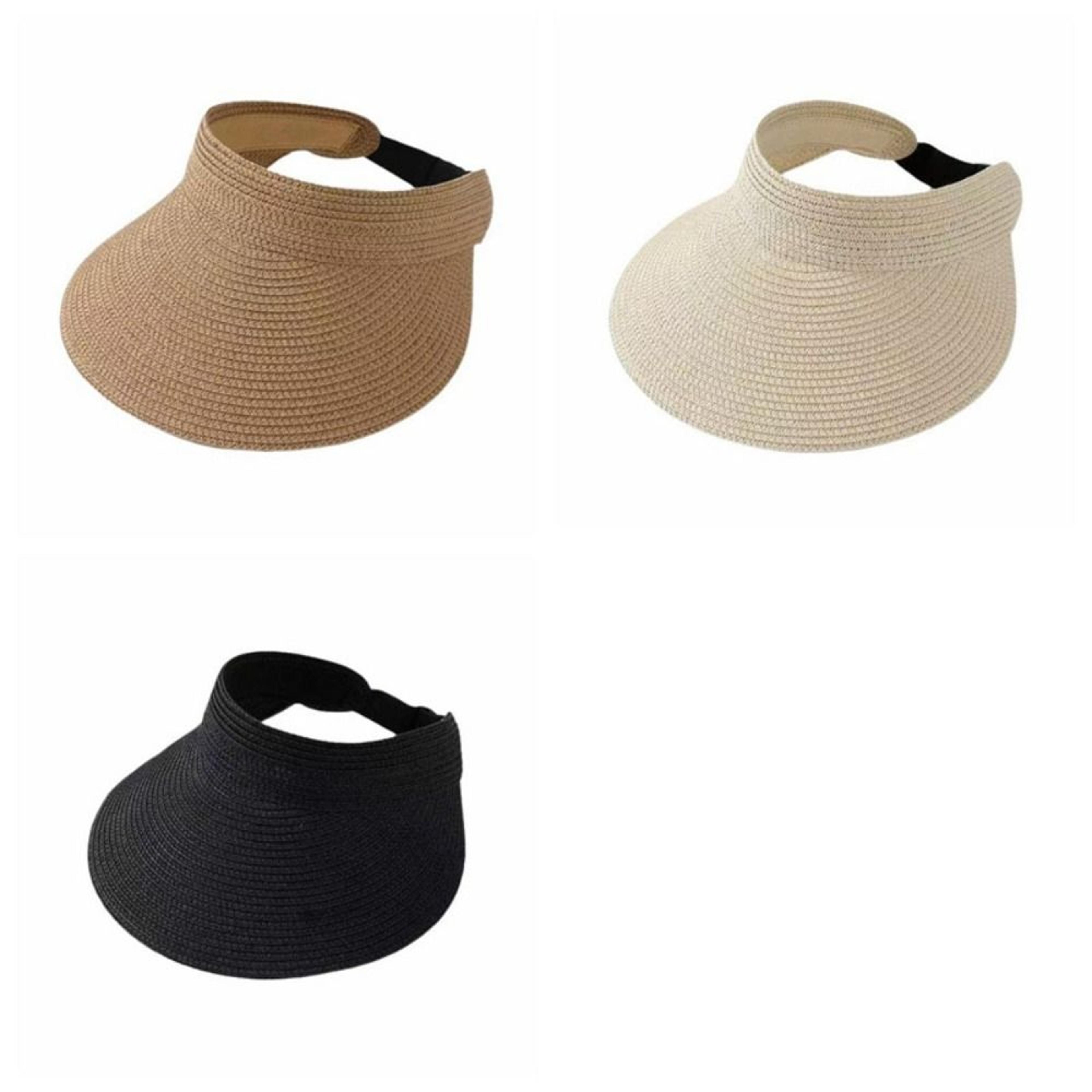 Coastal Breeze Straw Sun Visor  Foldable Wide Brim Sun Hat With Adjustable OpenTop Design 6
