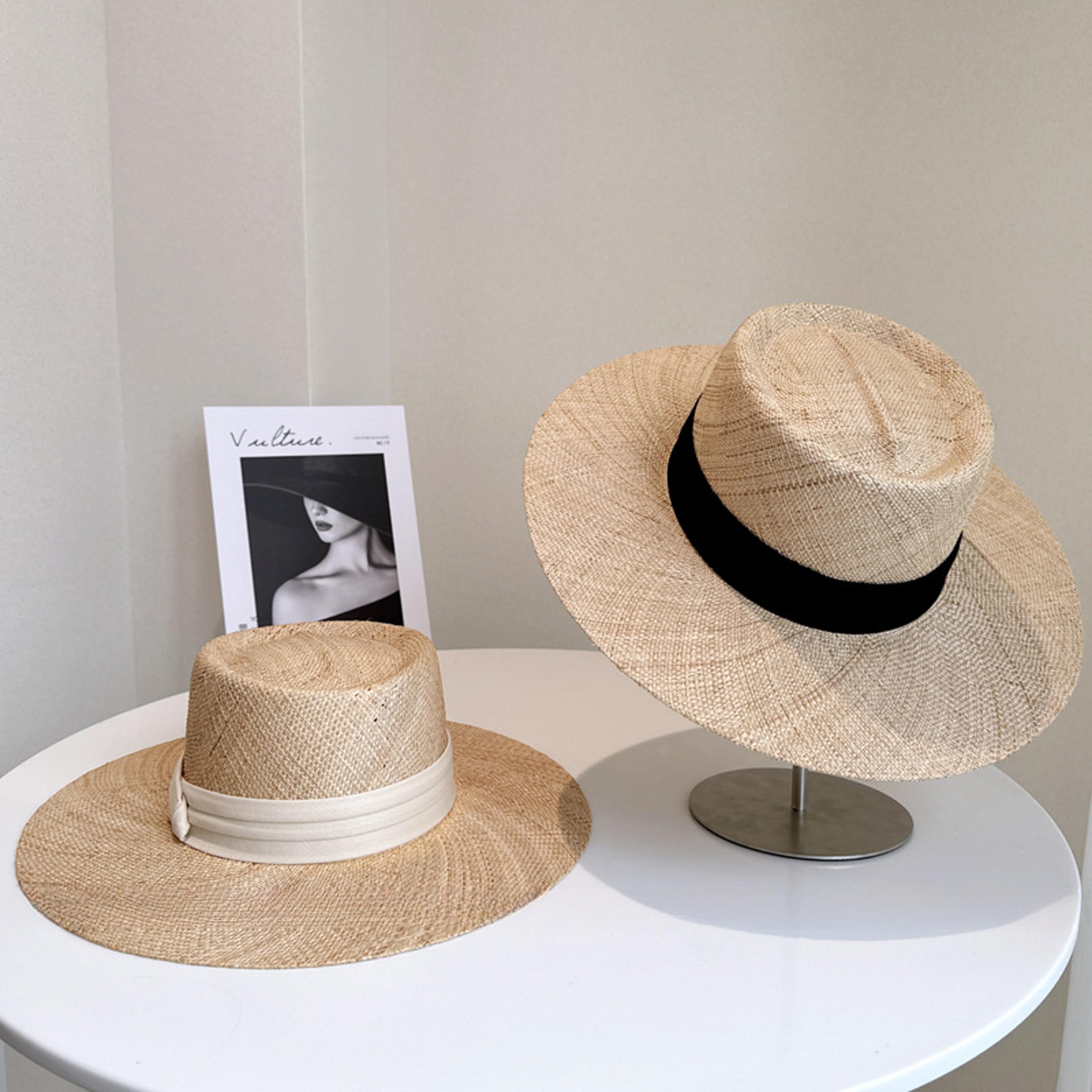 Womens Raffia Sun Hat Hand Woven Beach Hat For Summer Vacation  Sun Protection 2
