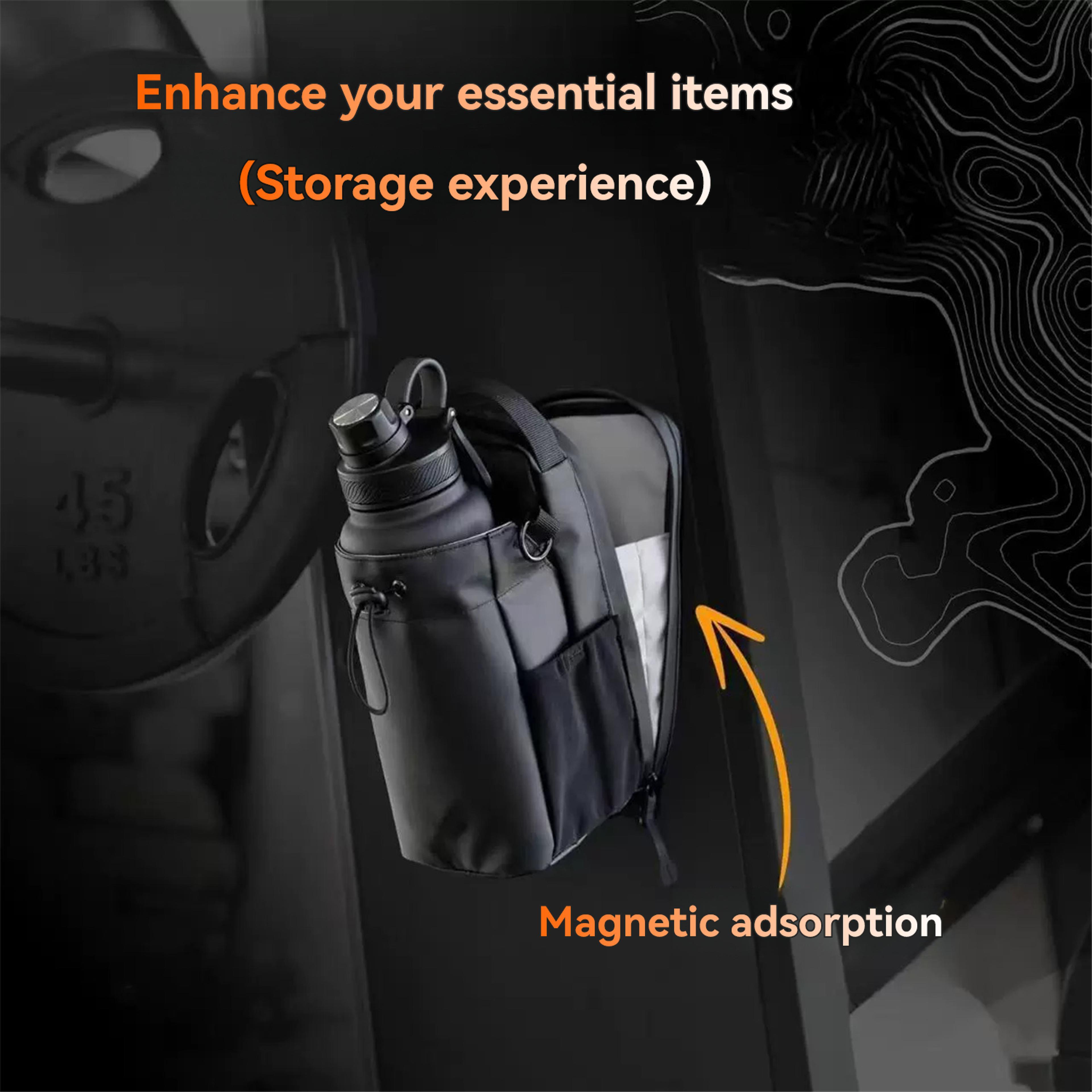 Magnetic Gym Bag Water Bottle Holder With Phone Pocket And Shoulder Strap 4