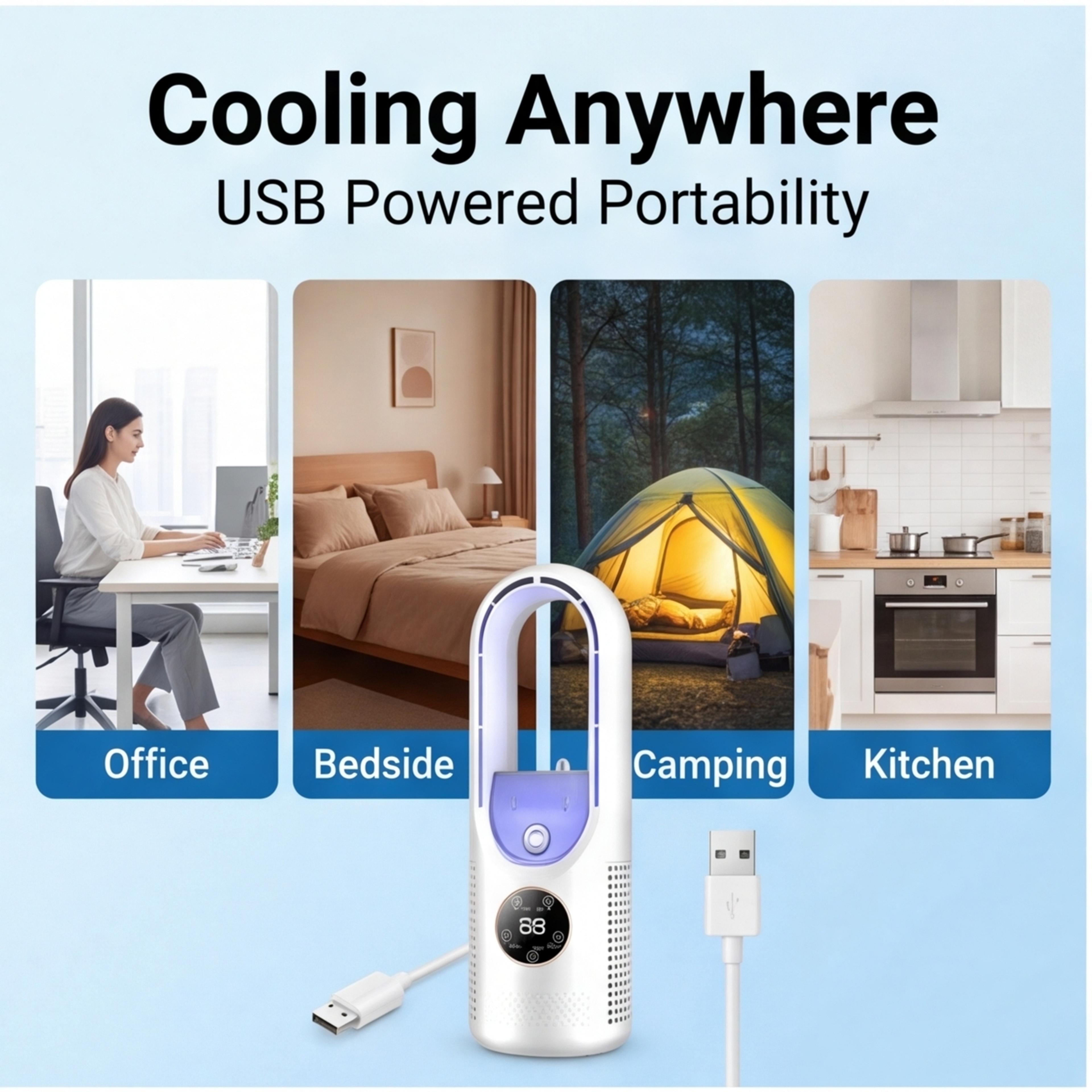Portable Air Cooler Mini Air Conditioner With Humidifier  LED Display 3
