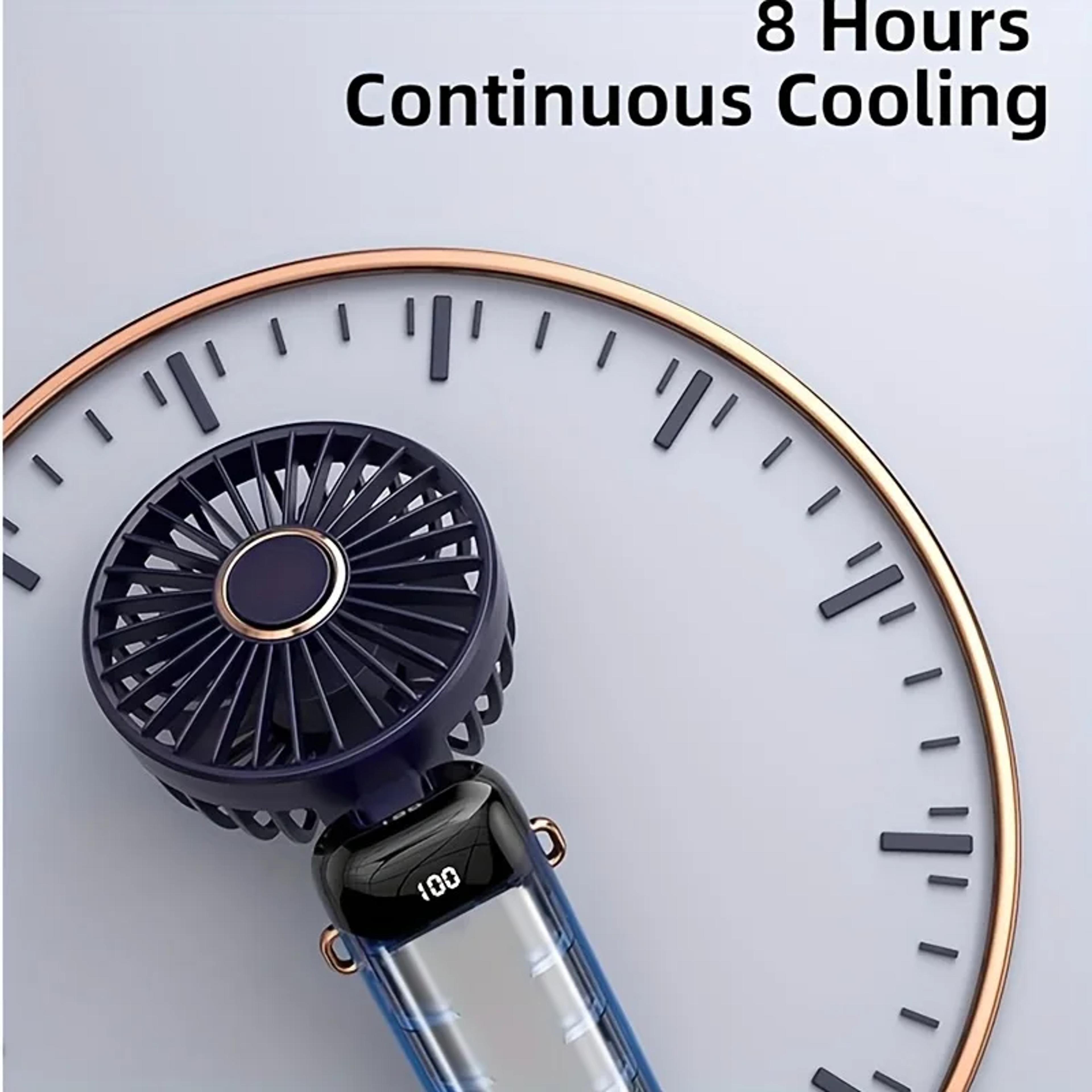 Portable Mini Fan Rechargeable Handheld USB Desk Fan With LED Light Foldable Personal Cooler 6