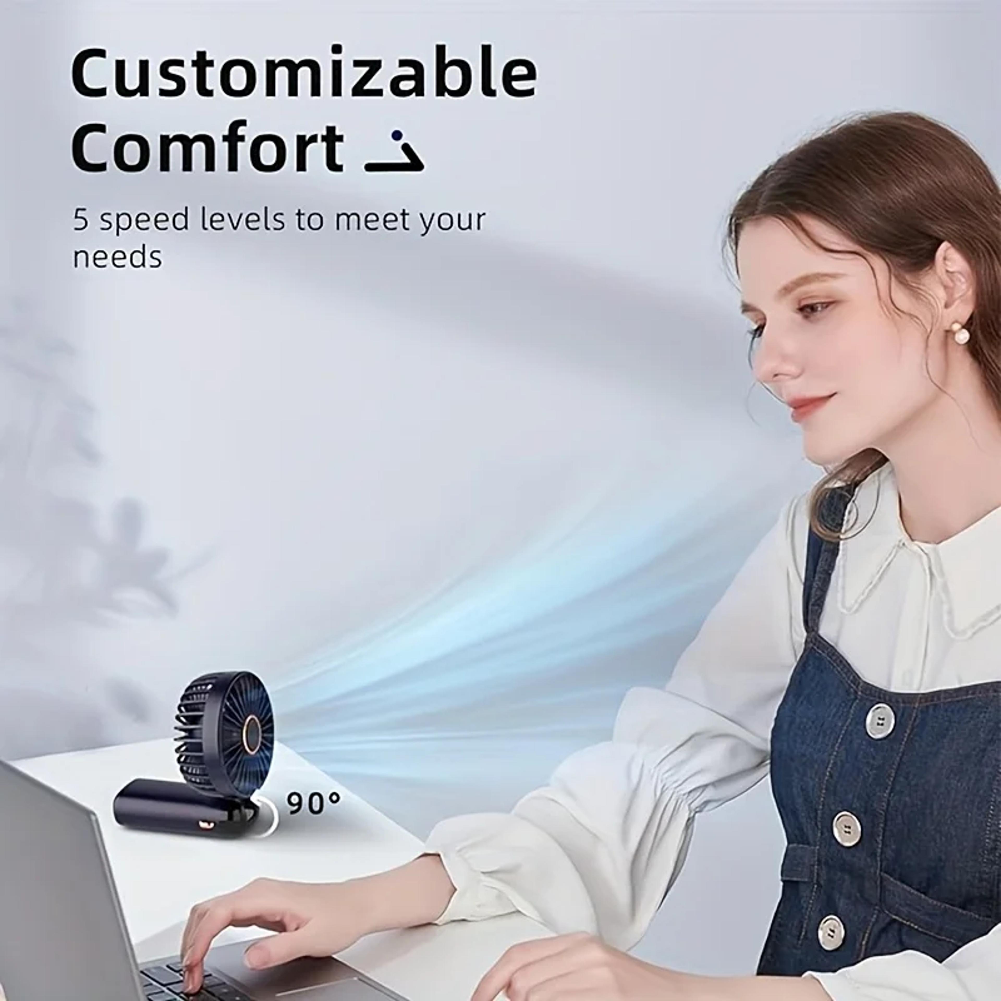 Portable Mini Fan Rechargeable Handheld USB Desk Fan With LED Light Foldable Personal Cooler 7