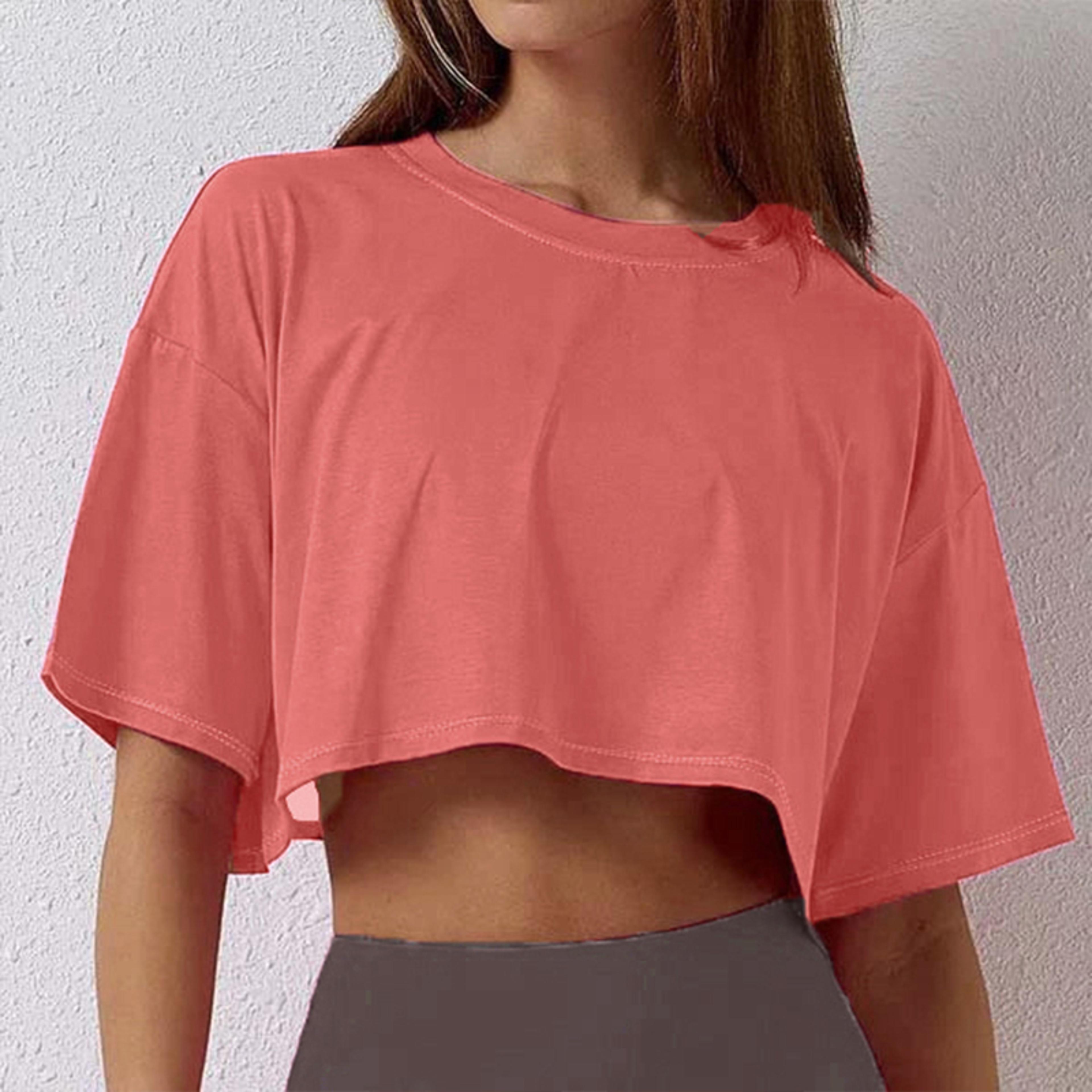 Womens Workout Crop Top Cotton Loose Fit Yoga Crop Top 3