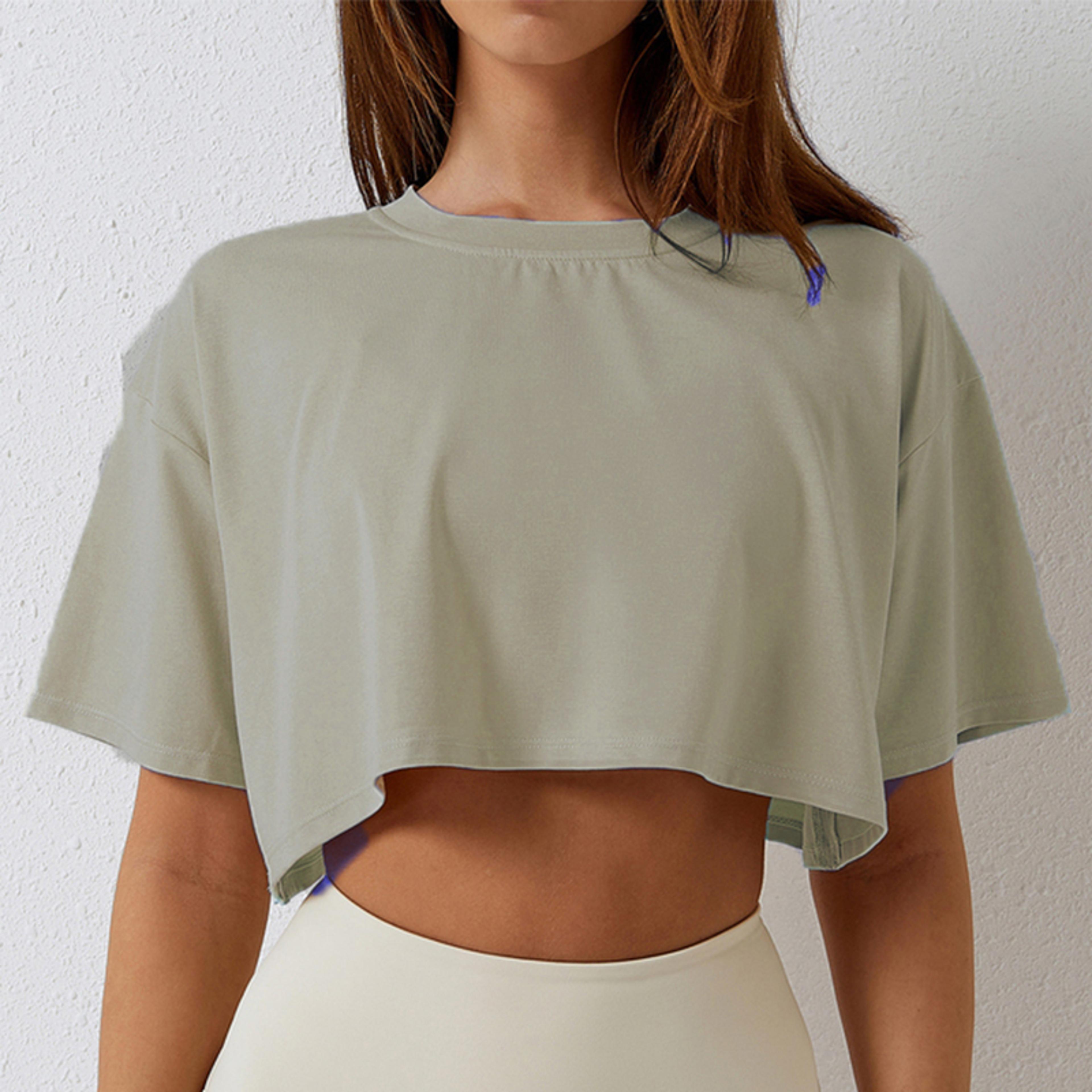 Womens Workout Crop Top Cotton Loose Fit Yoga Crop Top 4