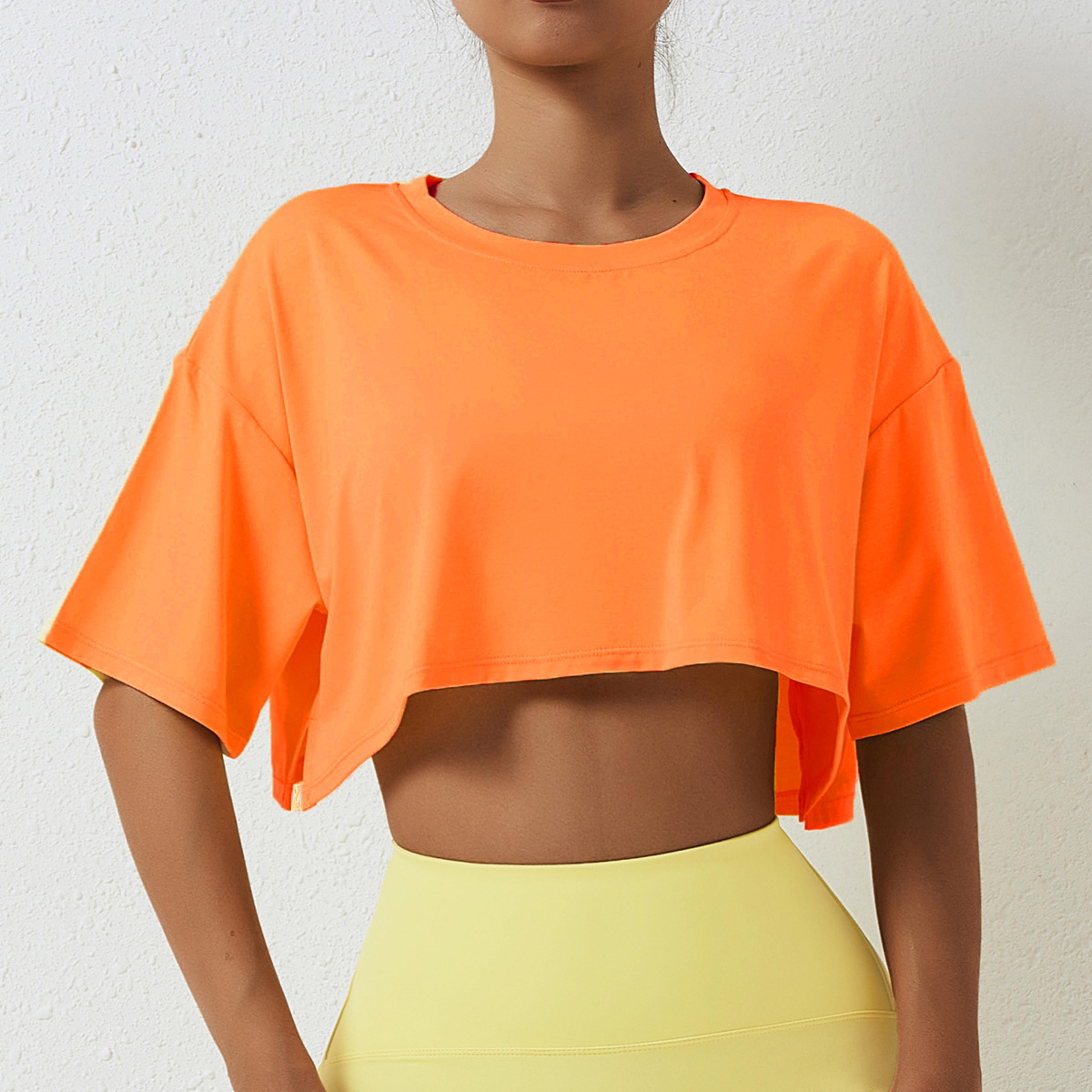 Womens Workout Crop Top Cotton Loose Fit Yoga Crop Top 7