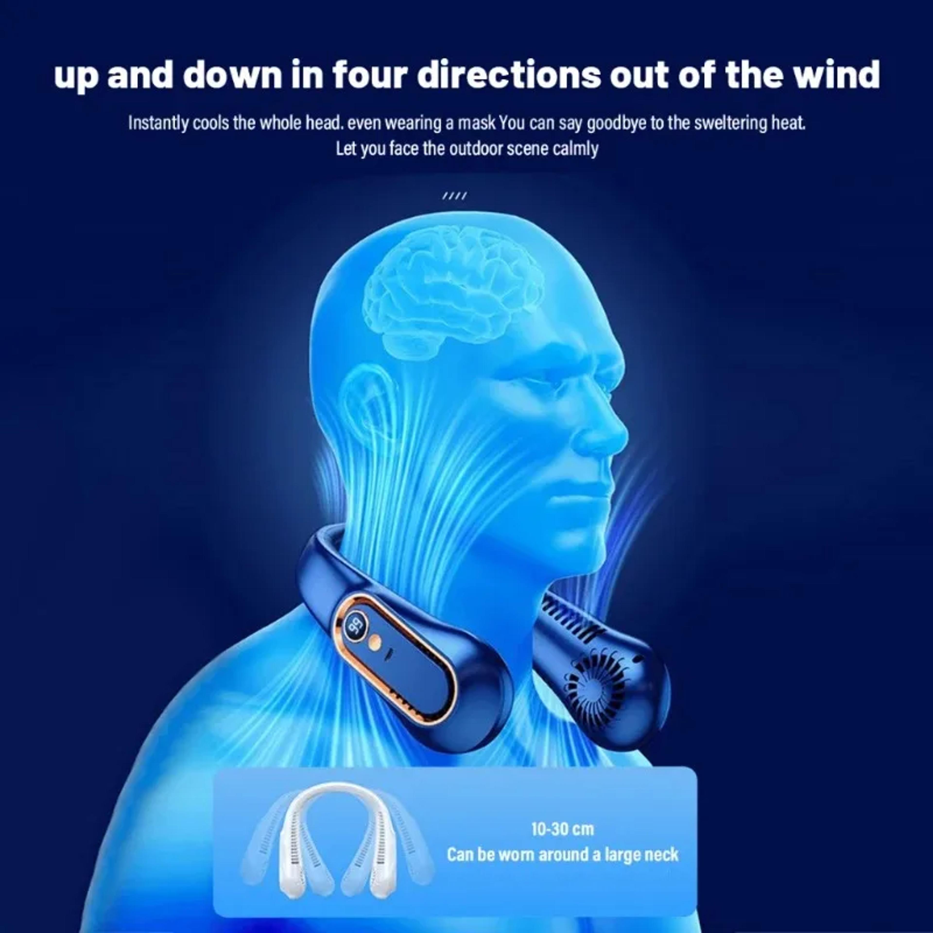 Bladeless Neck Fan Portable USB Rechargeable Hands Free Cooling Fan With Digital Display 4