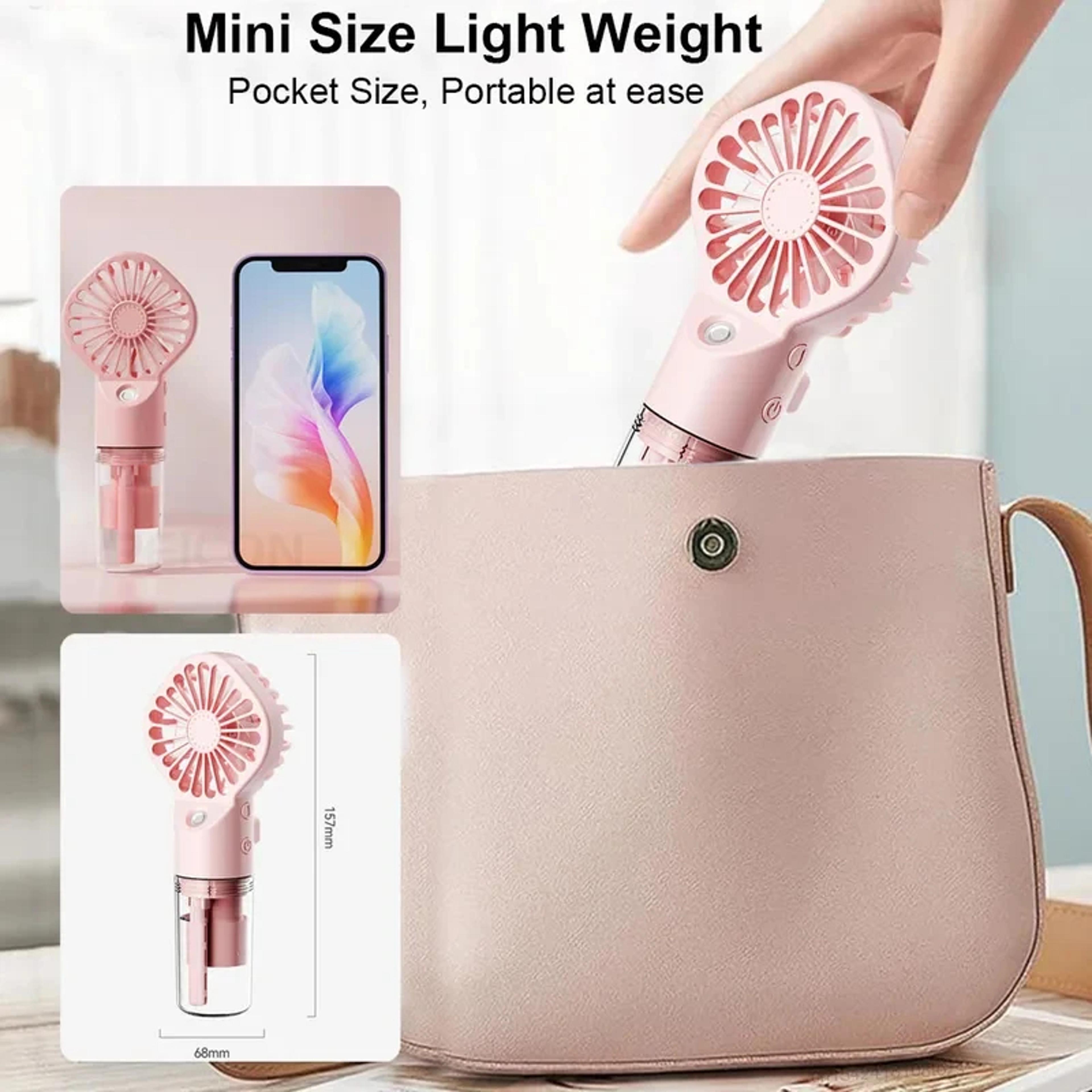 Handheld Misting Fan Portable Humidifier Fan USB Rechargeable Mini Cooling Fan 3
