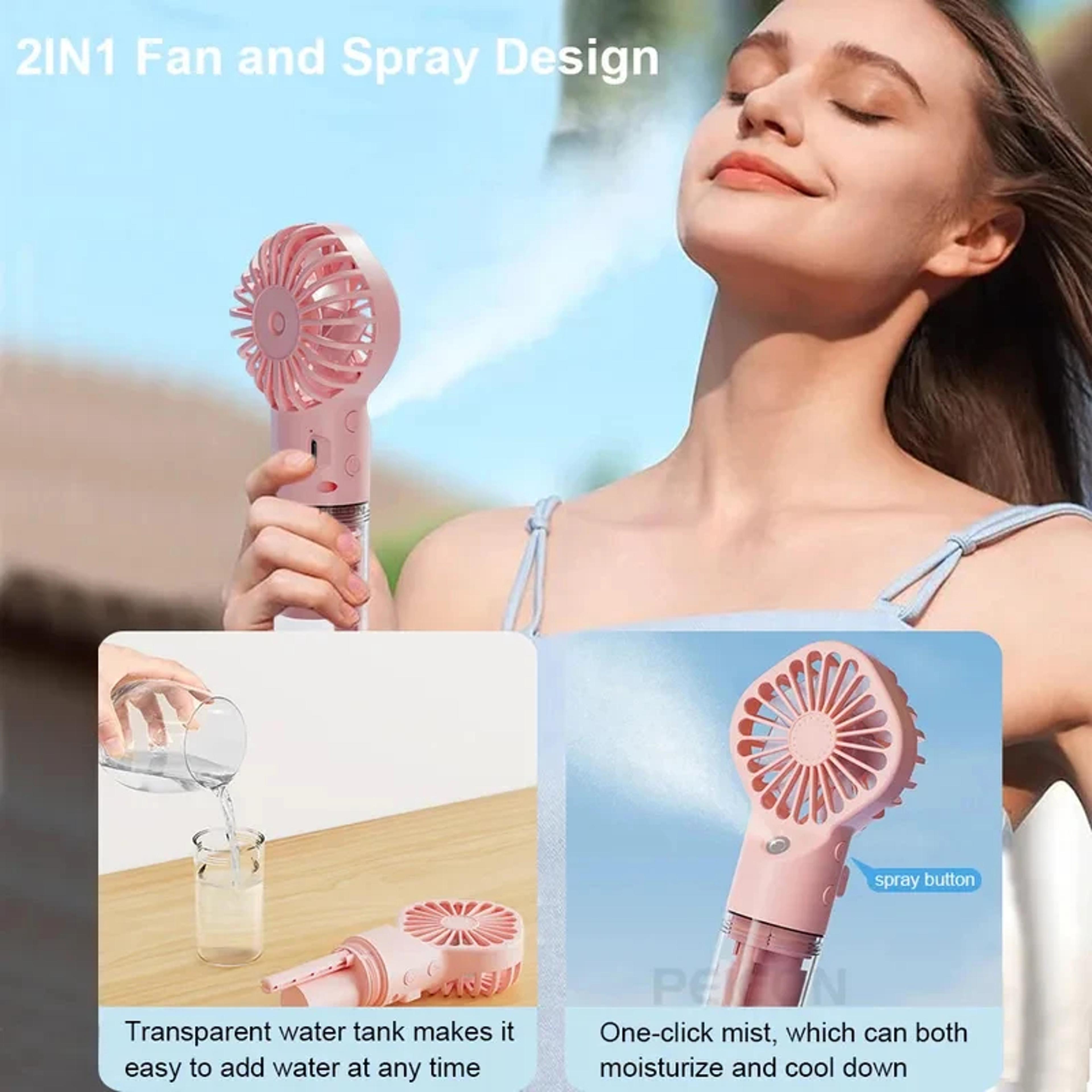 Handheld Misting Fan Portable Humidifier Fan USB Rechargeable Mini Cooling Fan 6