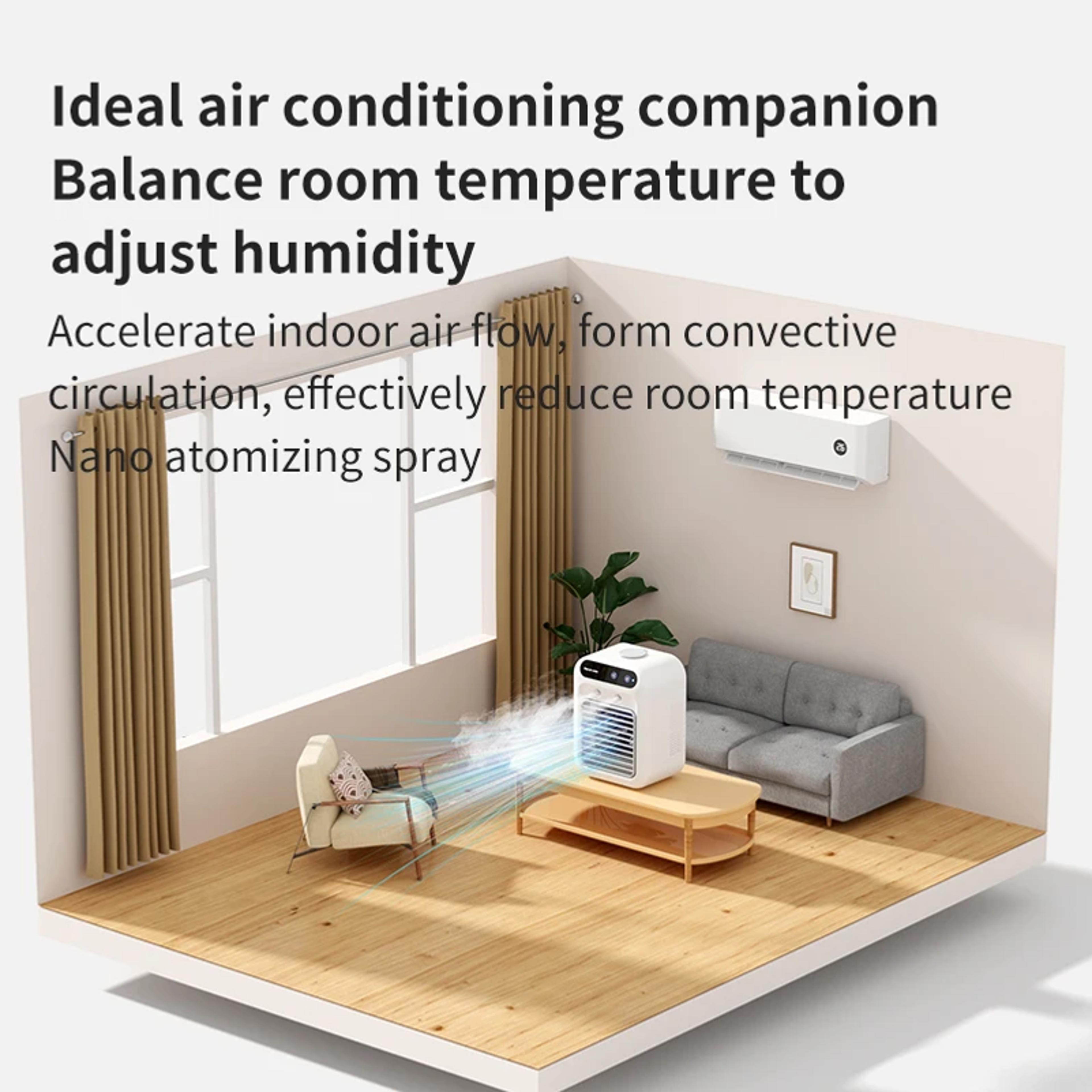 Rechargeable Mini Air Cooler Fan With Humidifier For Home Office Travel 5