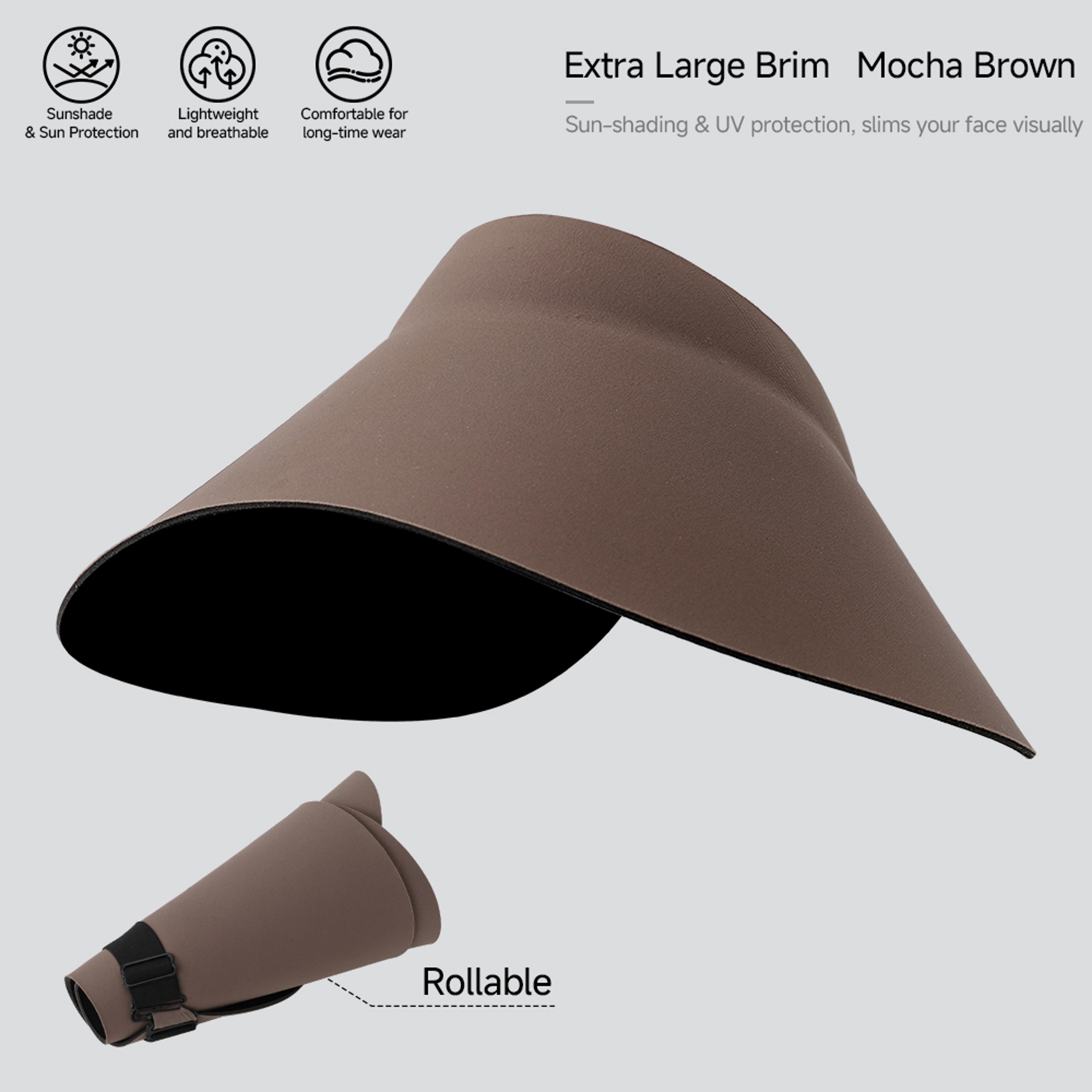 Womens Sun Visor Hat With UV Protection Wide Brim Open Top Summer Beach Cap 3