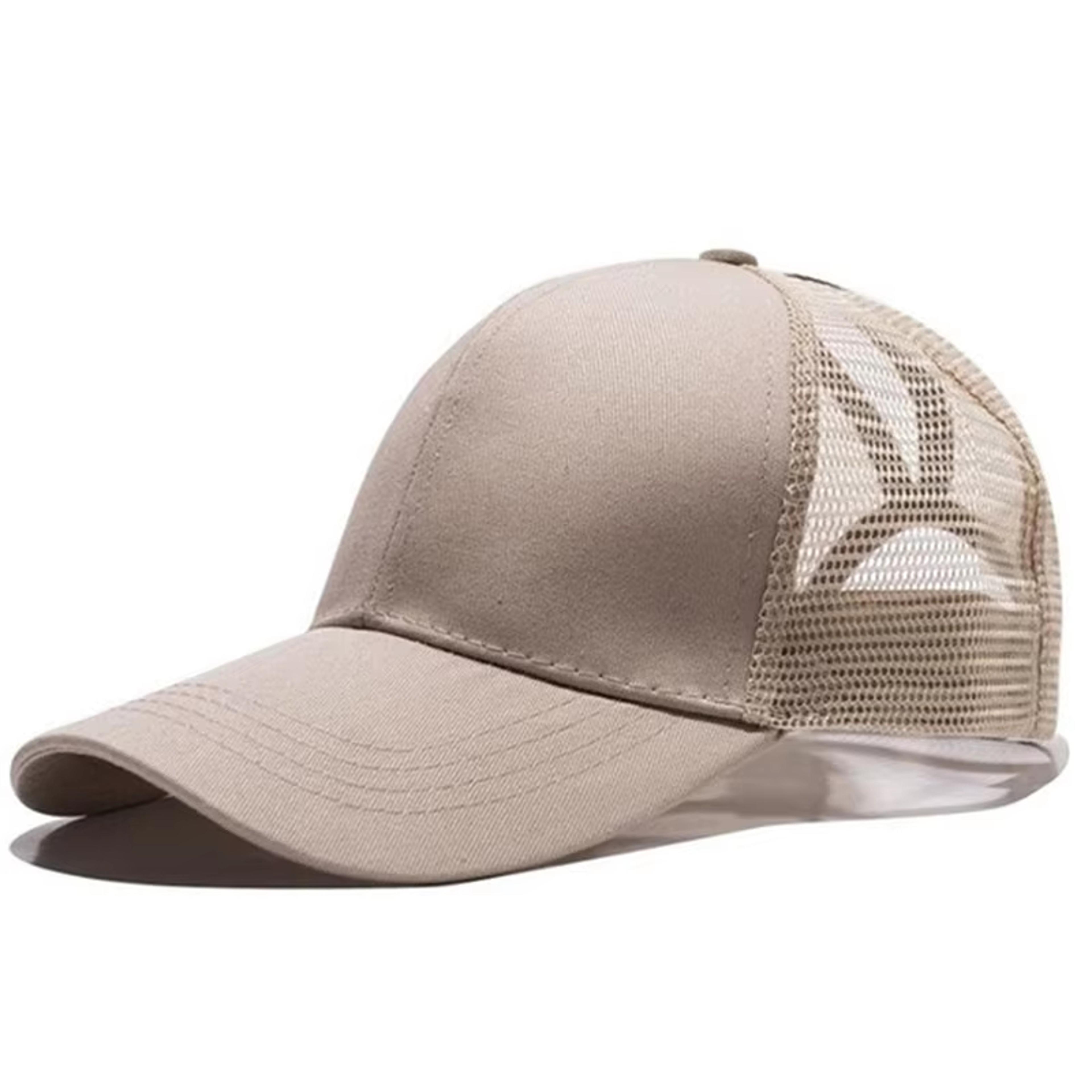 Womens Ponytail Baseball Cap Adjustable Messy Bun Hat With Breathable Mesh Back 3