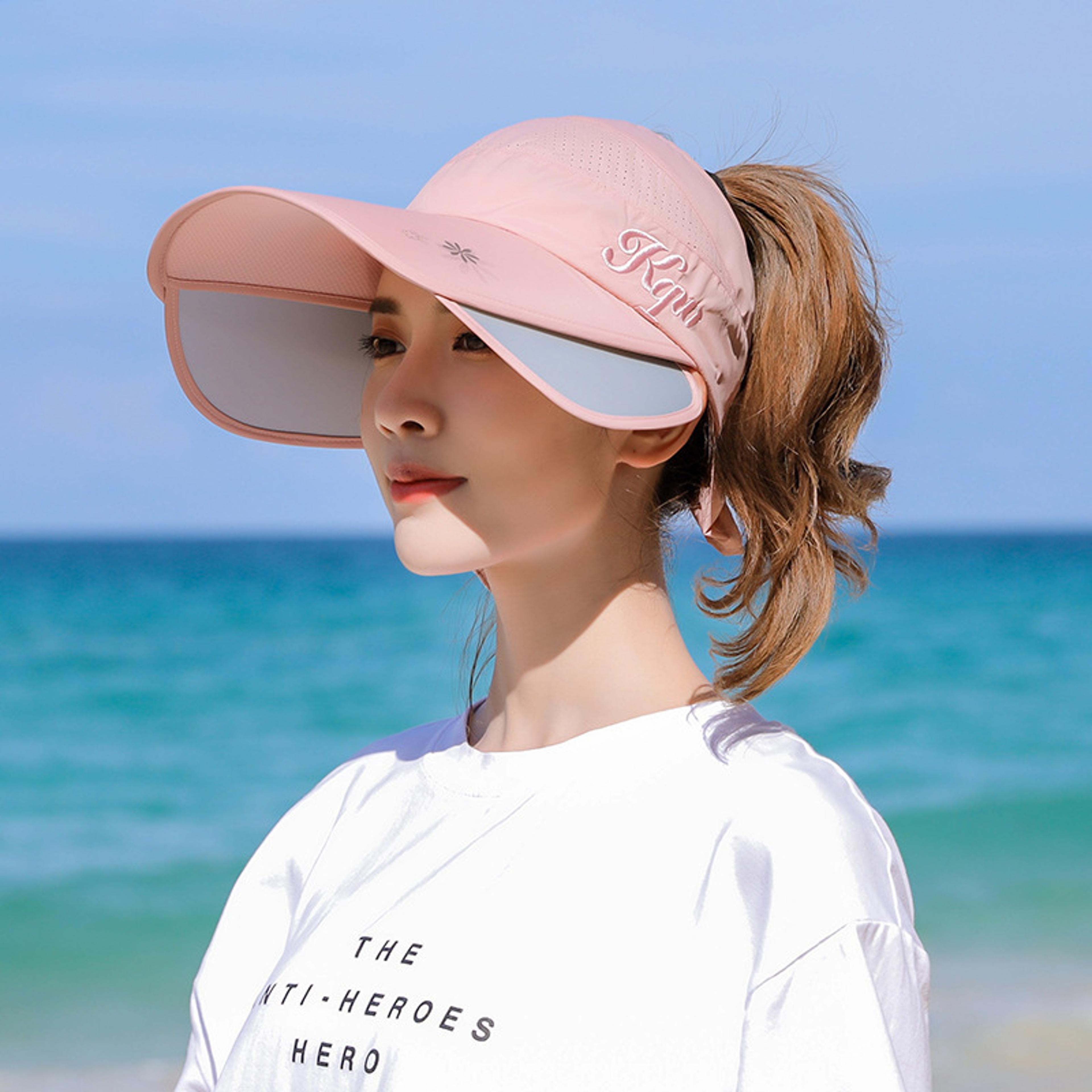 Womens Sun Visor Adjustable Wide Brim UV Protection Beach Cap 1