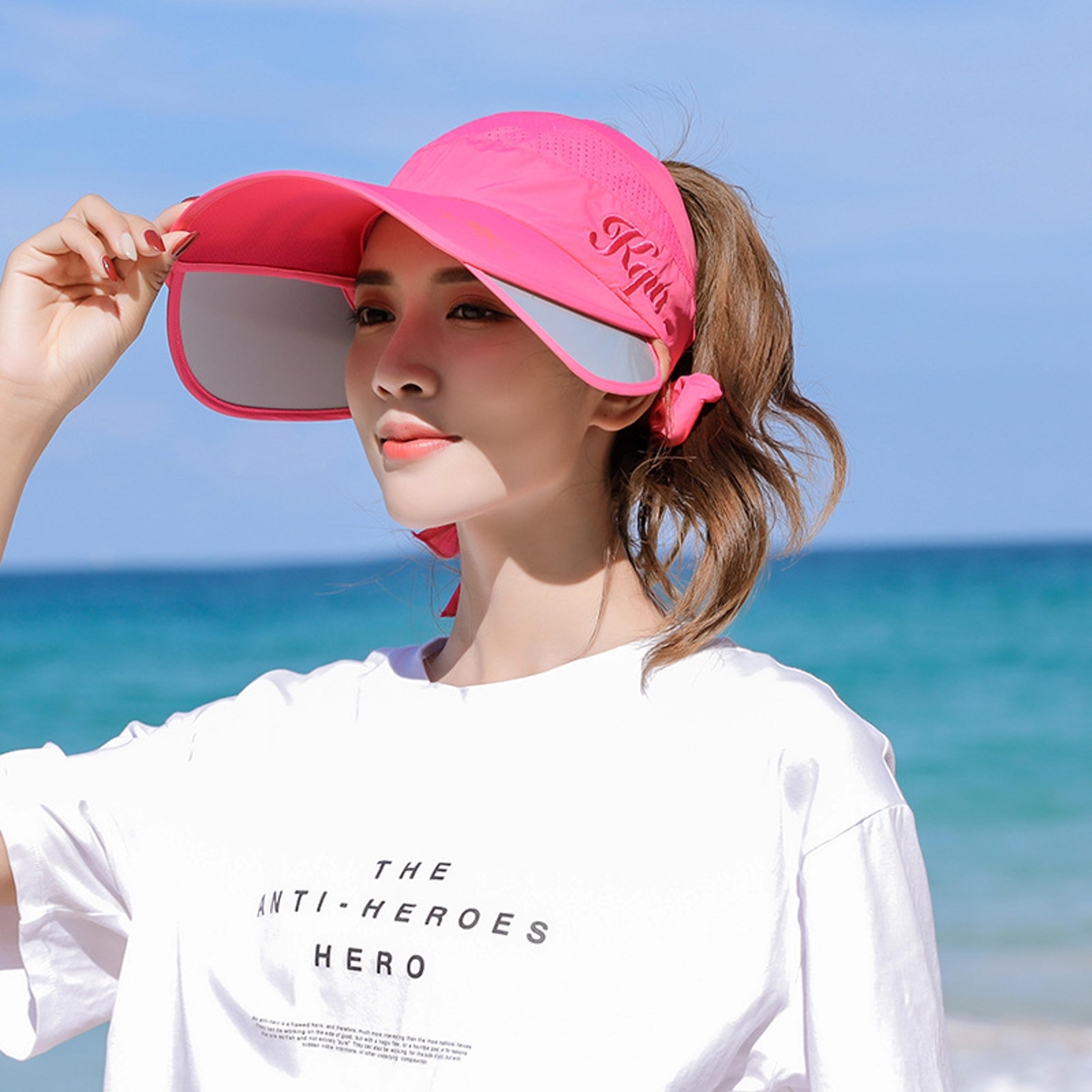 Womens Sun Visor Adjustable Wide Brim UV Protection Beach Cap 2