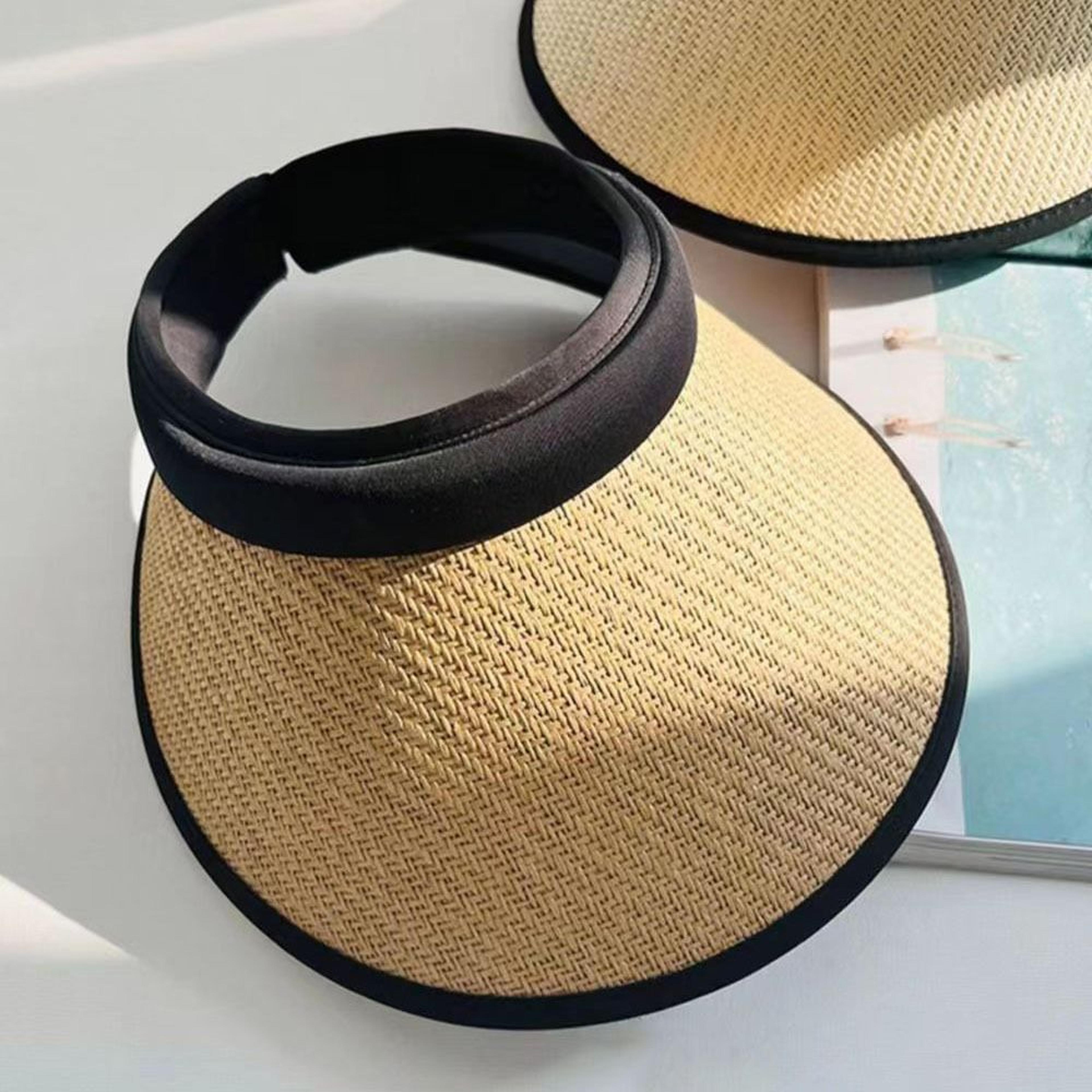 Womens Straw Visor Hat With Wide Brim UV Protection For Beach  Summer Travel 1