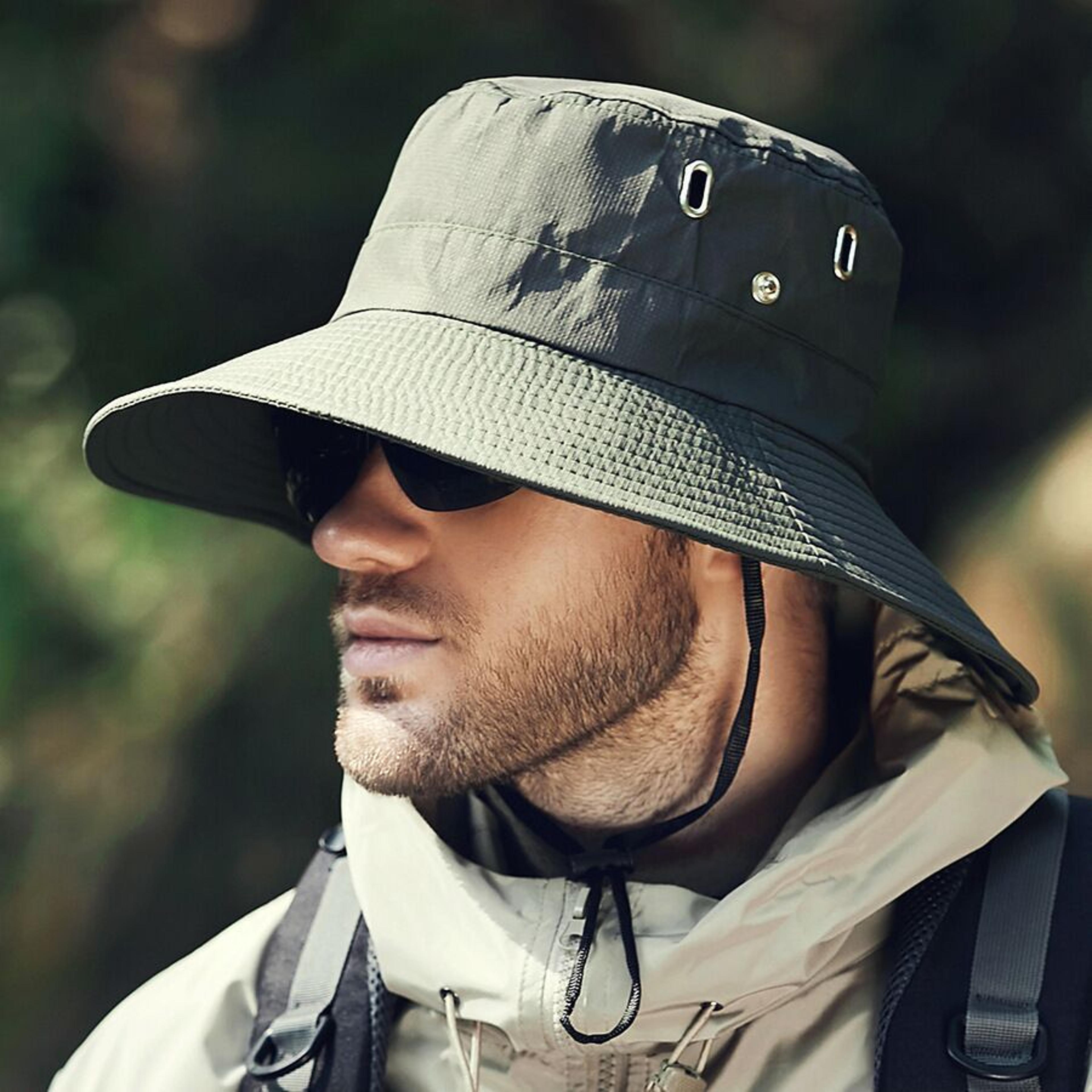 wide brim bucket hat with uv protection & breathable mesh for hiking, fishing & outdoor adventures
