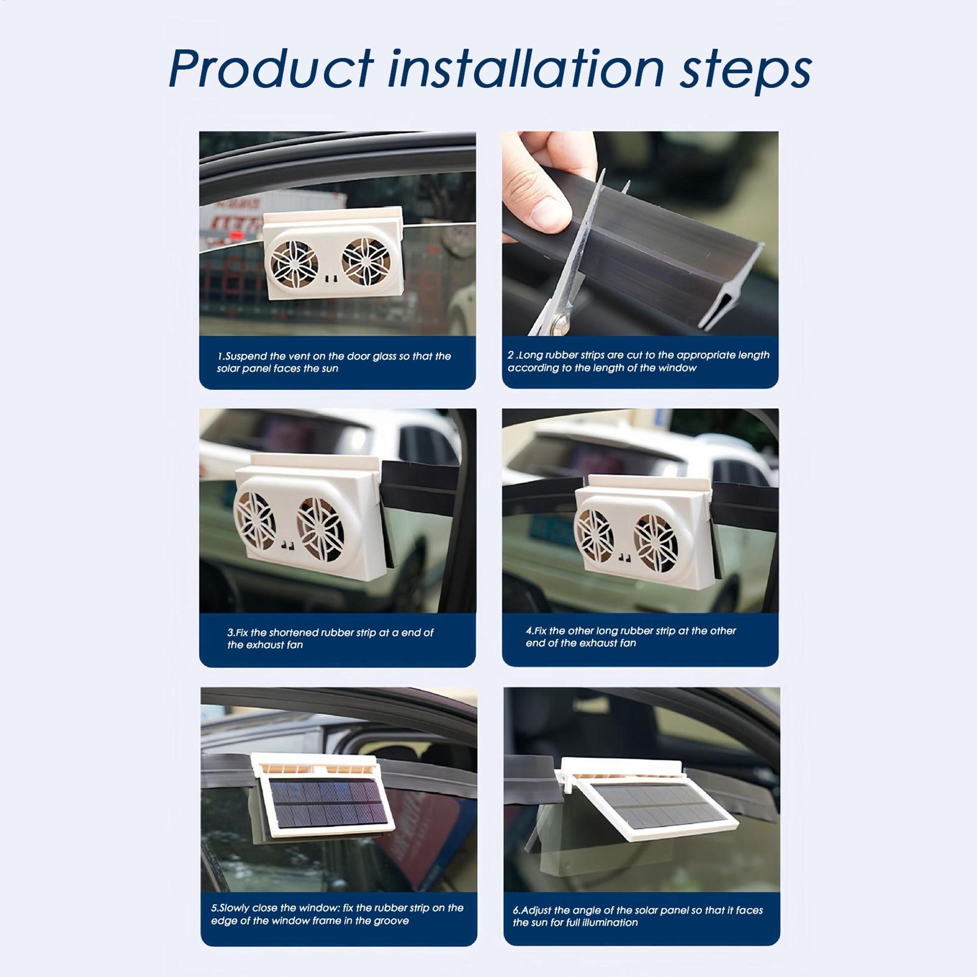 Solar Car Fan USB Rechargeable Car Cooling Fan With Solar Powered Air Vent Ventilator 4