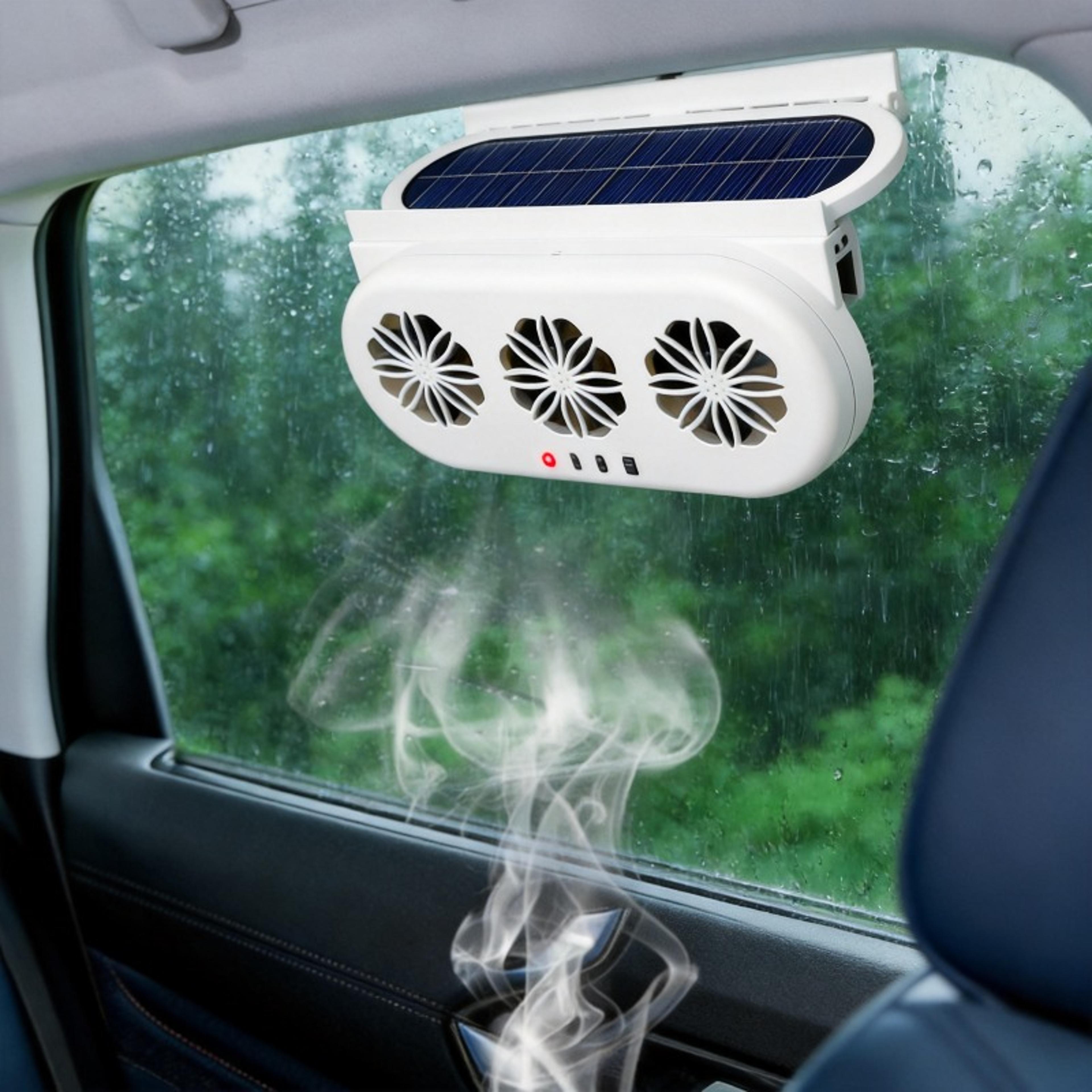 Solar  USB Car Cooling Fan Triple Head Ventilation Fan For Cars SUVs  Trucks 0