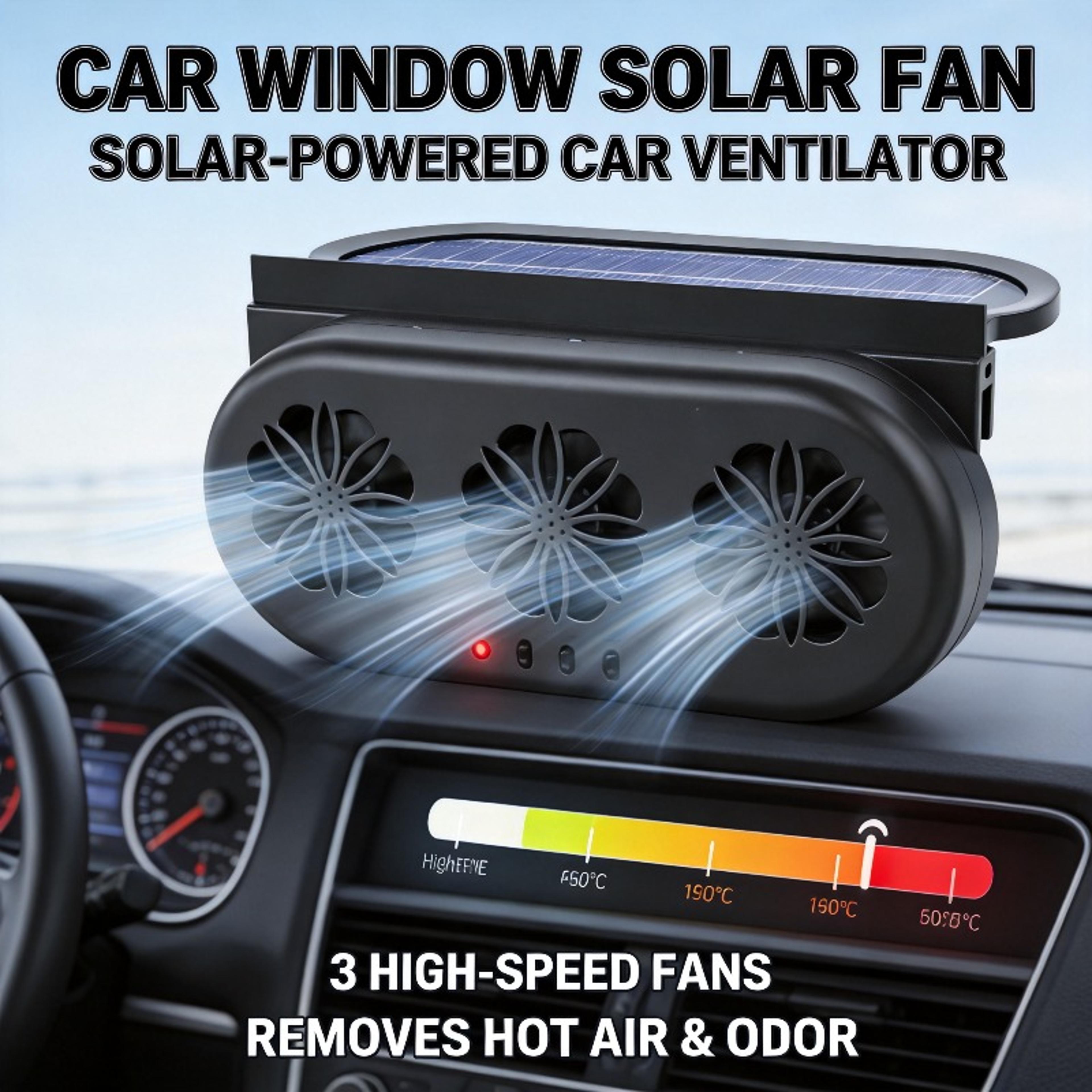 Solar  USB Car Cooling Fan Triple Head Ventilation Fan For Cars SUVs  Trucks 3