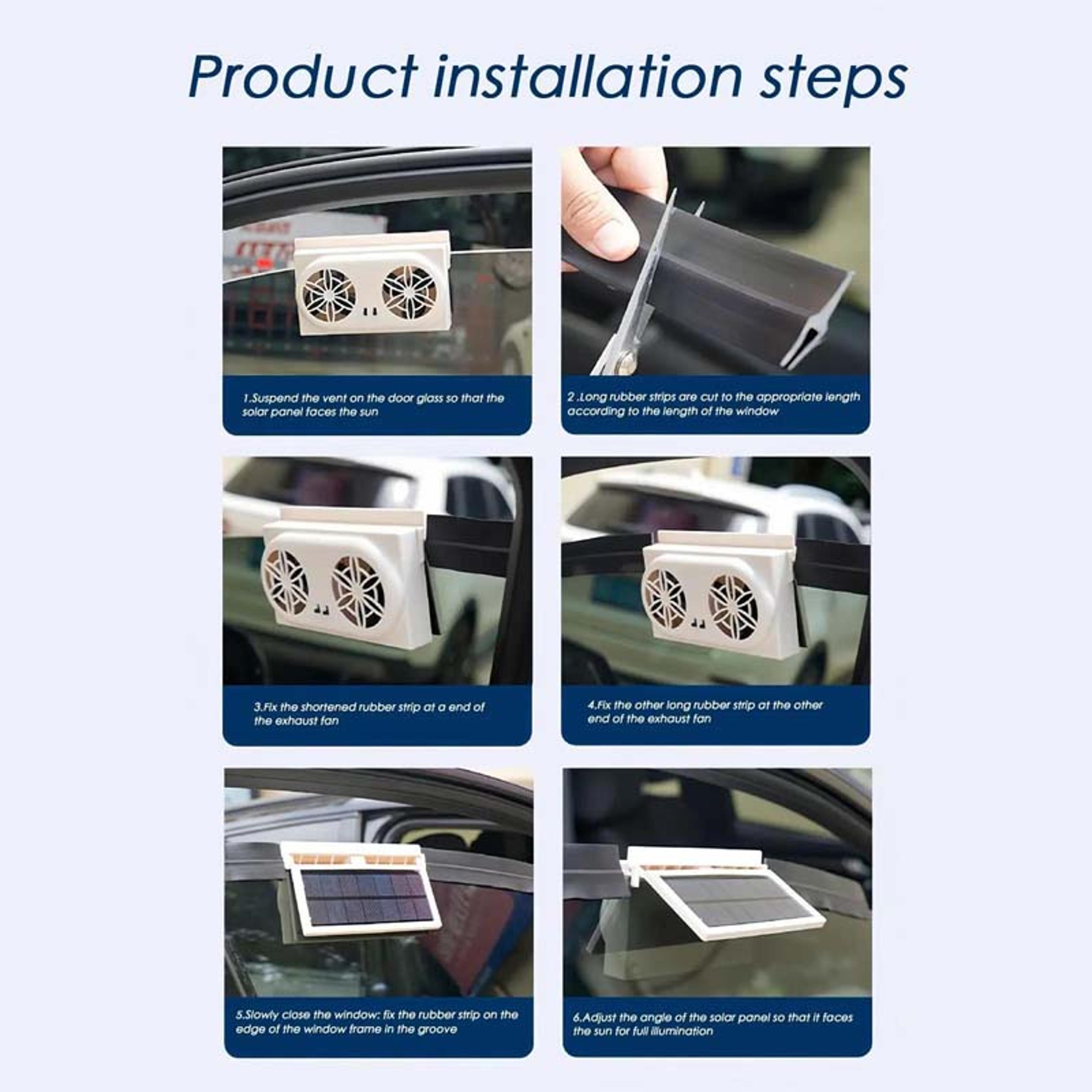 Solar Car Ventilation Fan Low Noise Car Solar Exhaust Fan For Cooler Parked Vehicles 4