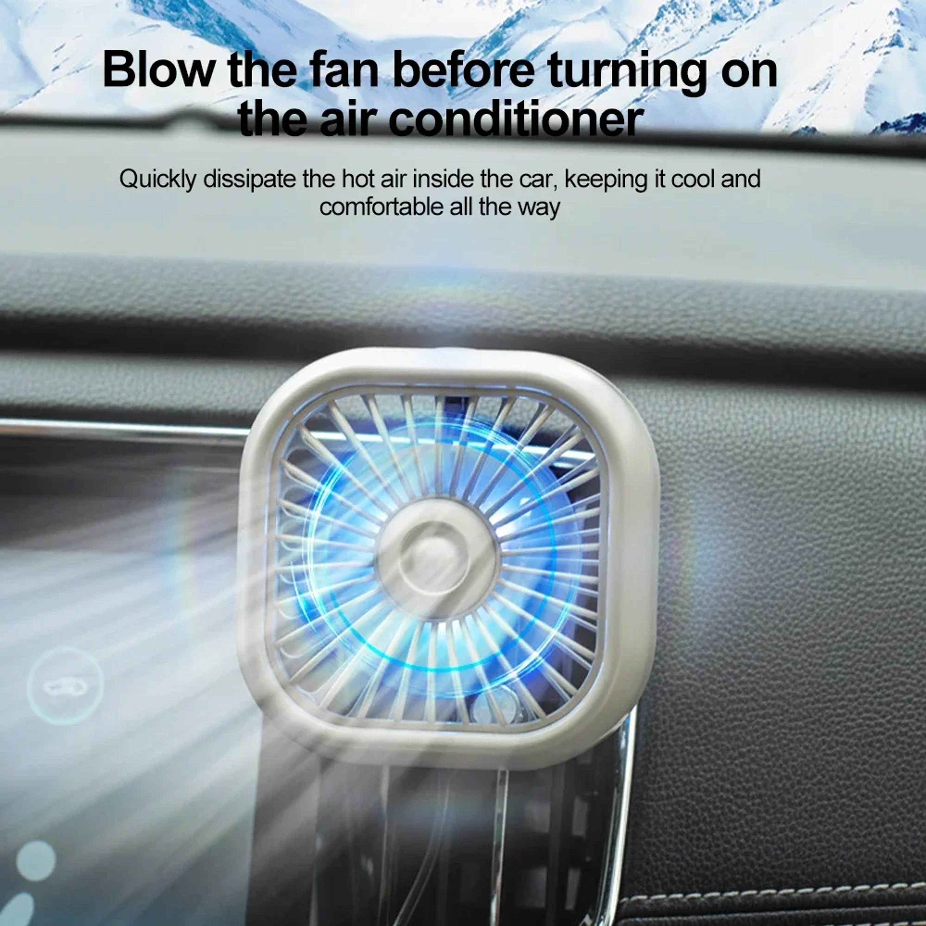 USB Car Cooling Fan With Colorful LED Lights For Air Vent Mini Car Cooler 2
