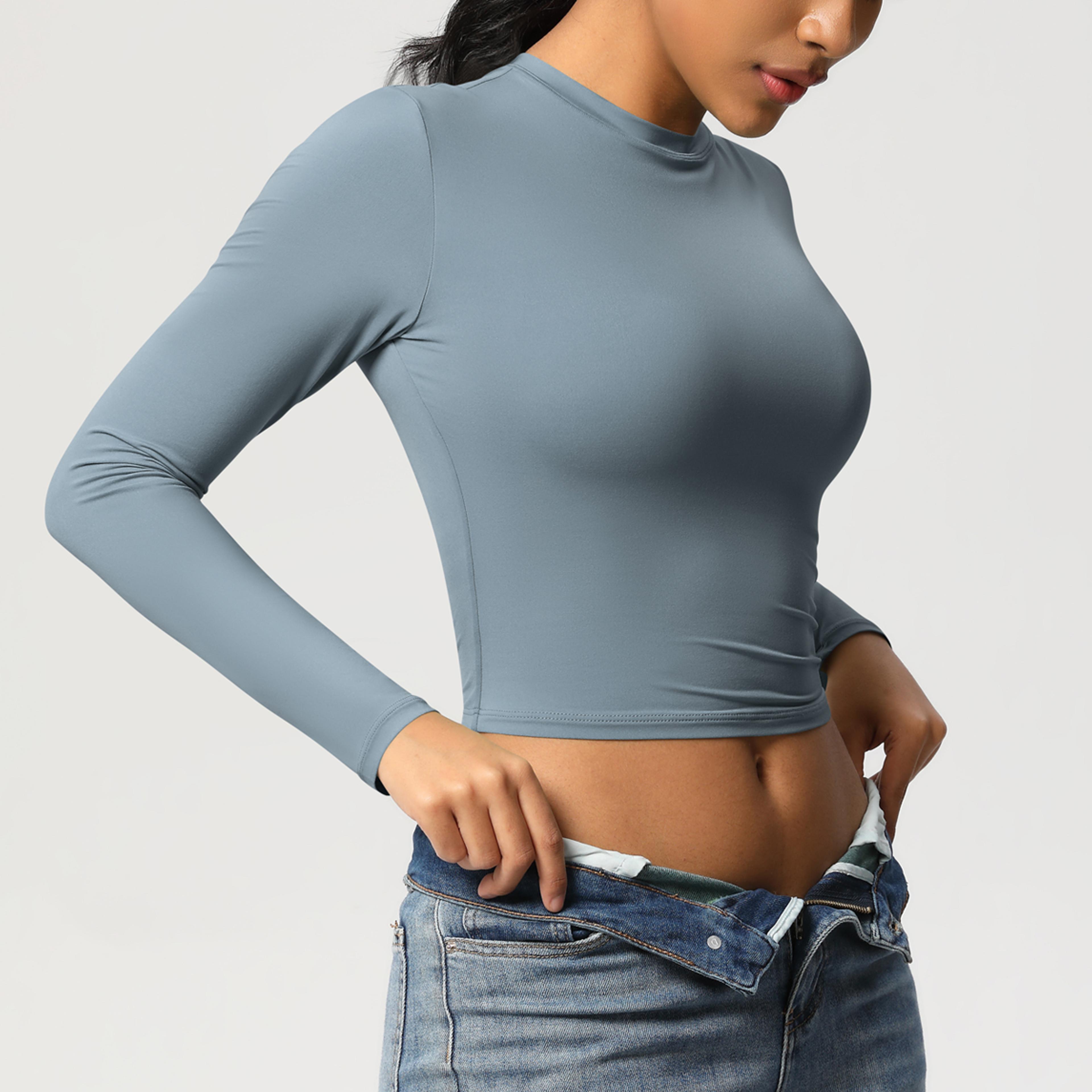 Womens Yoga Top Long Sleeve Workout Shirt Breathable Moisture Wicking Activewear 6