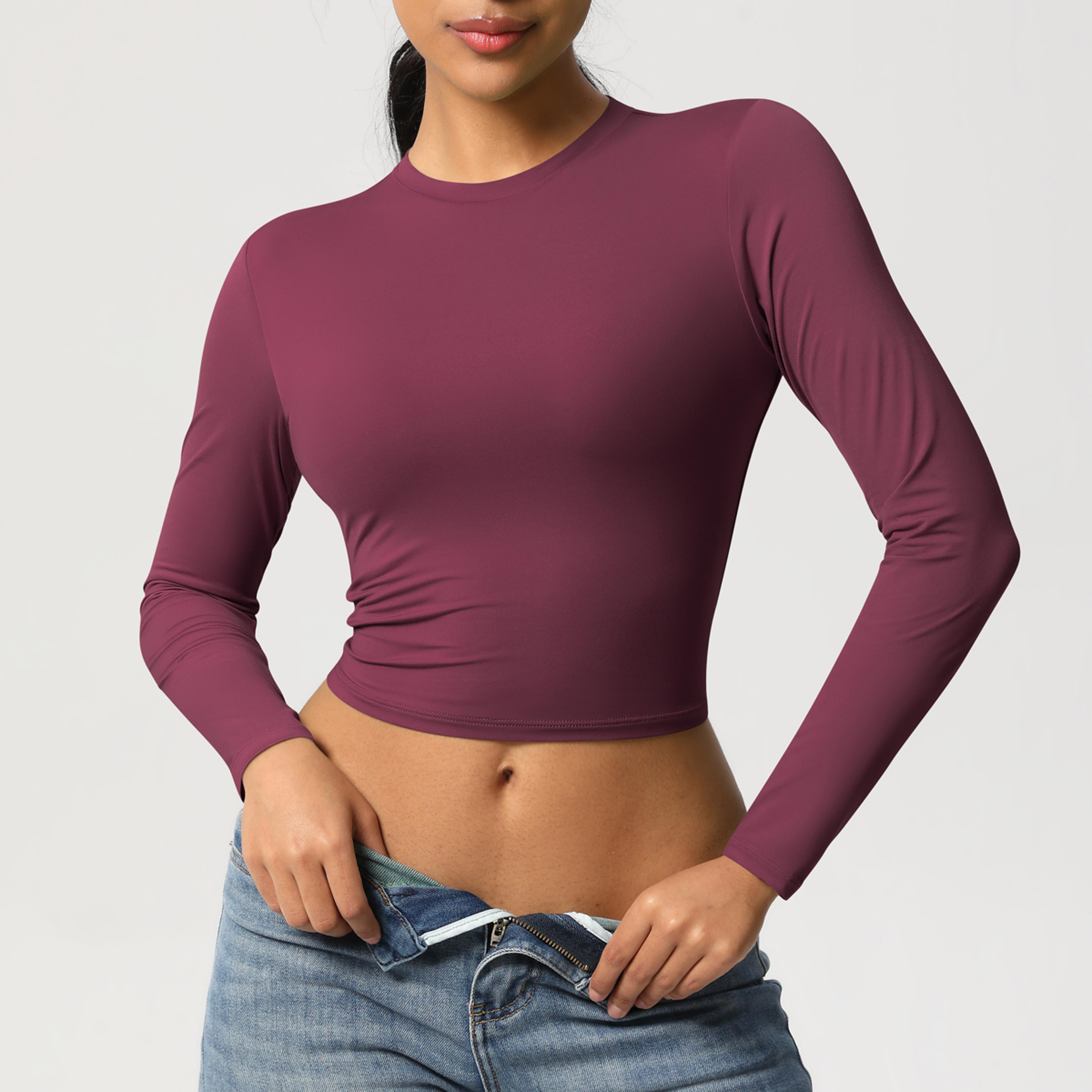 Womens Yoga Top Long Sleeve Workout Shirt Breathable Moisture Wicking Activewear 3