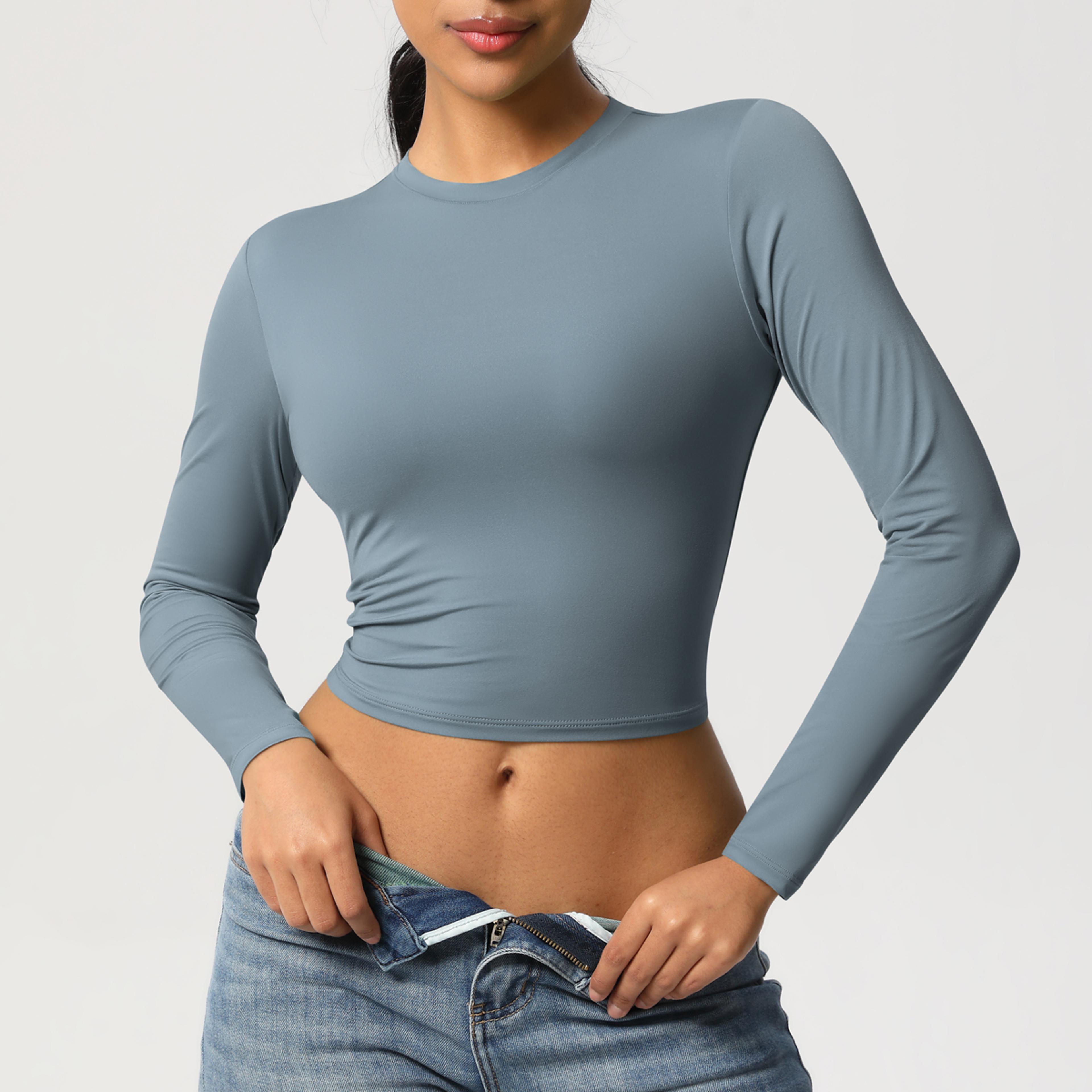 Womens Yoga Top Long Sleeve Workout Shirt Breathable Moisture Wicking Activewear 4