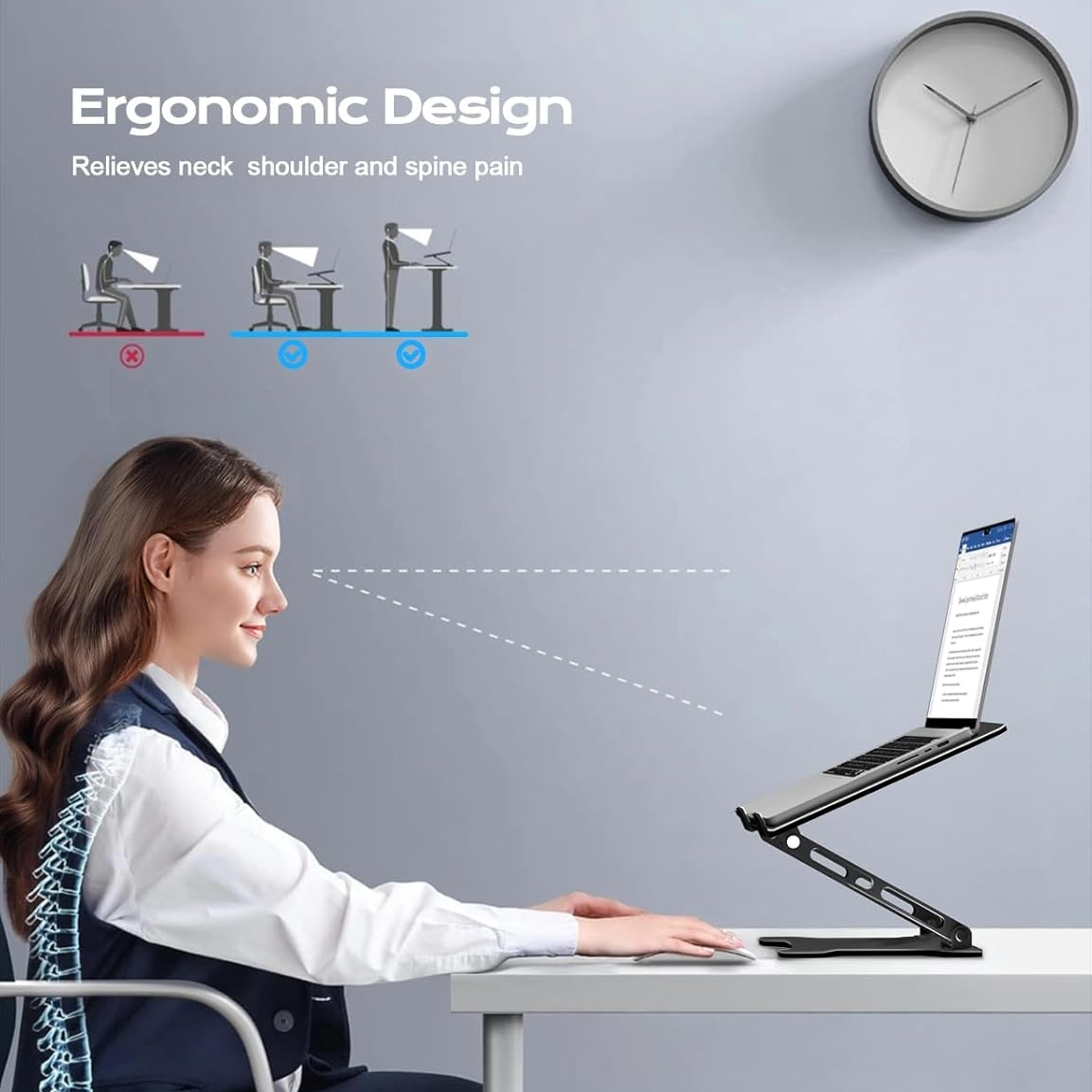 Adjustable Aluminum Laptop Stand For Laptops  Tablets Up To 17 Portable Foldable Cooling Stand 1