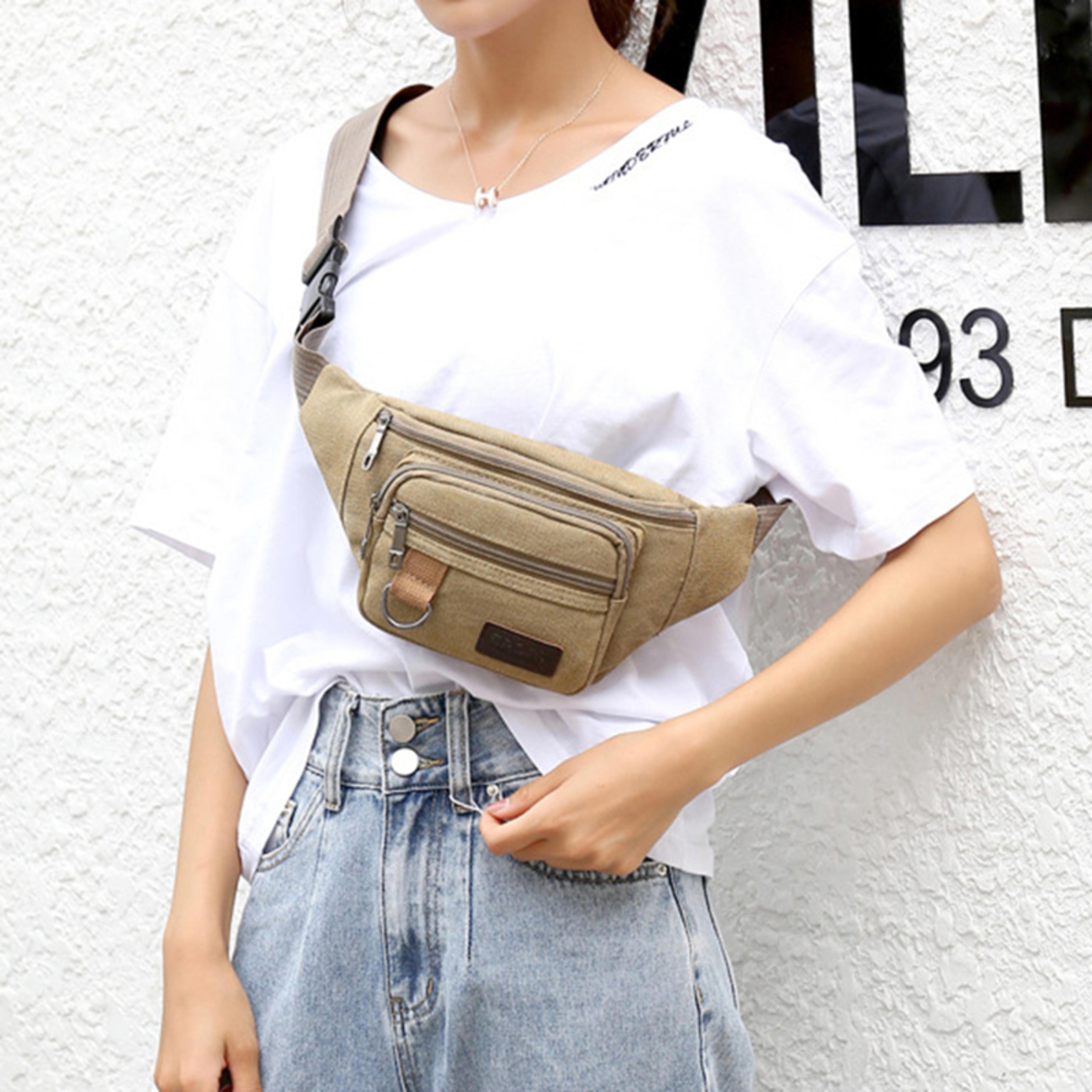 Vintage Canvas Waist Bag Crossbody Belt Bag For Travel Hiking  Everyday Carry 9
