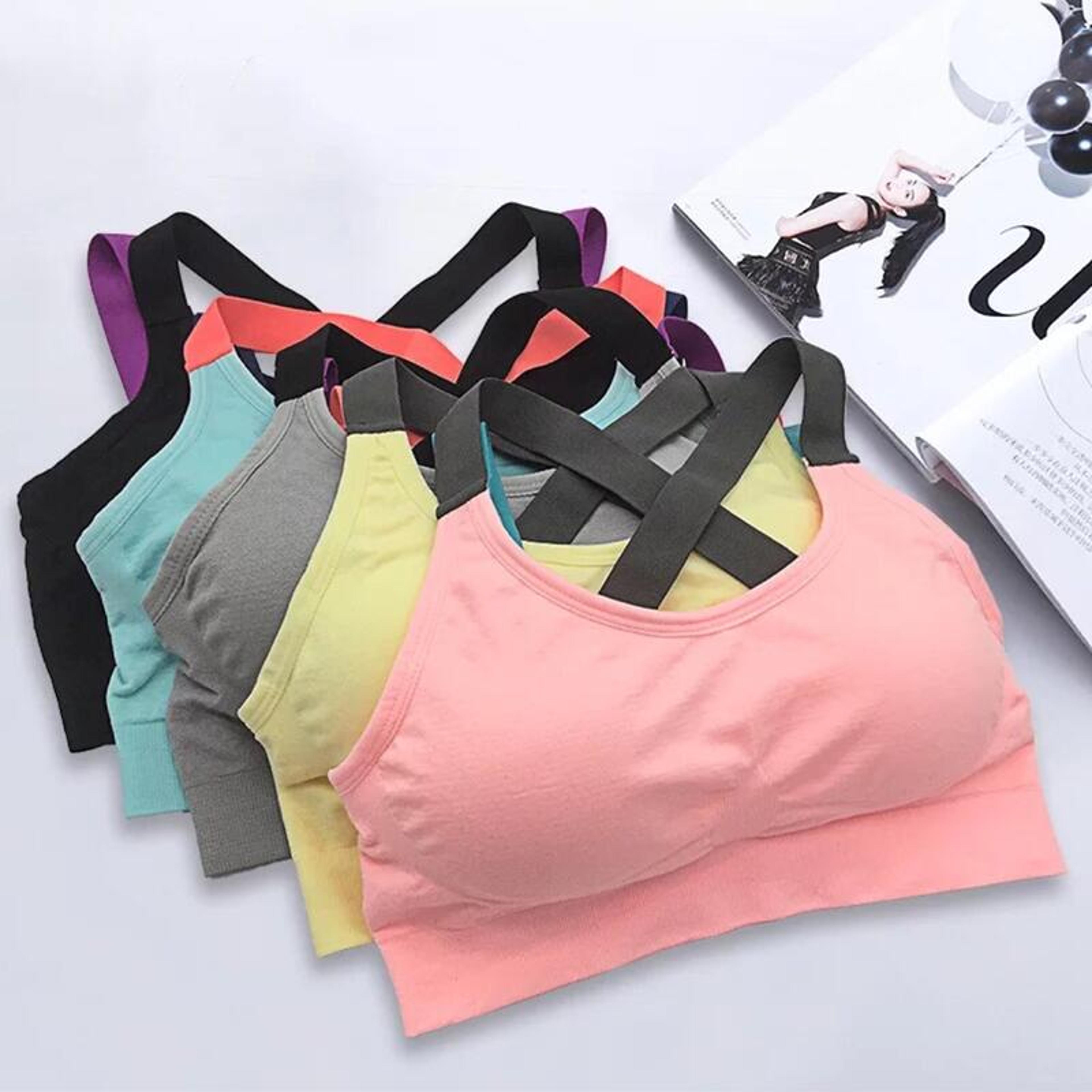 Womens Seamless Sports Bra Cross Back Wireless Yoga Workout Bra With Removable Pads 9