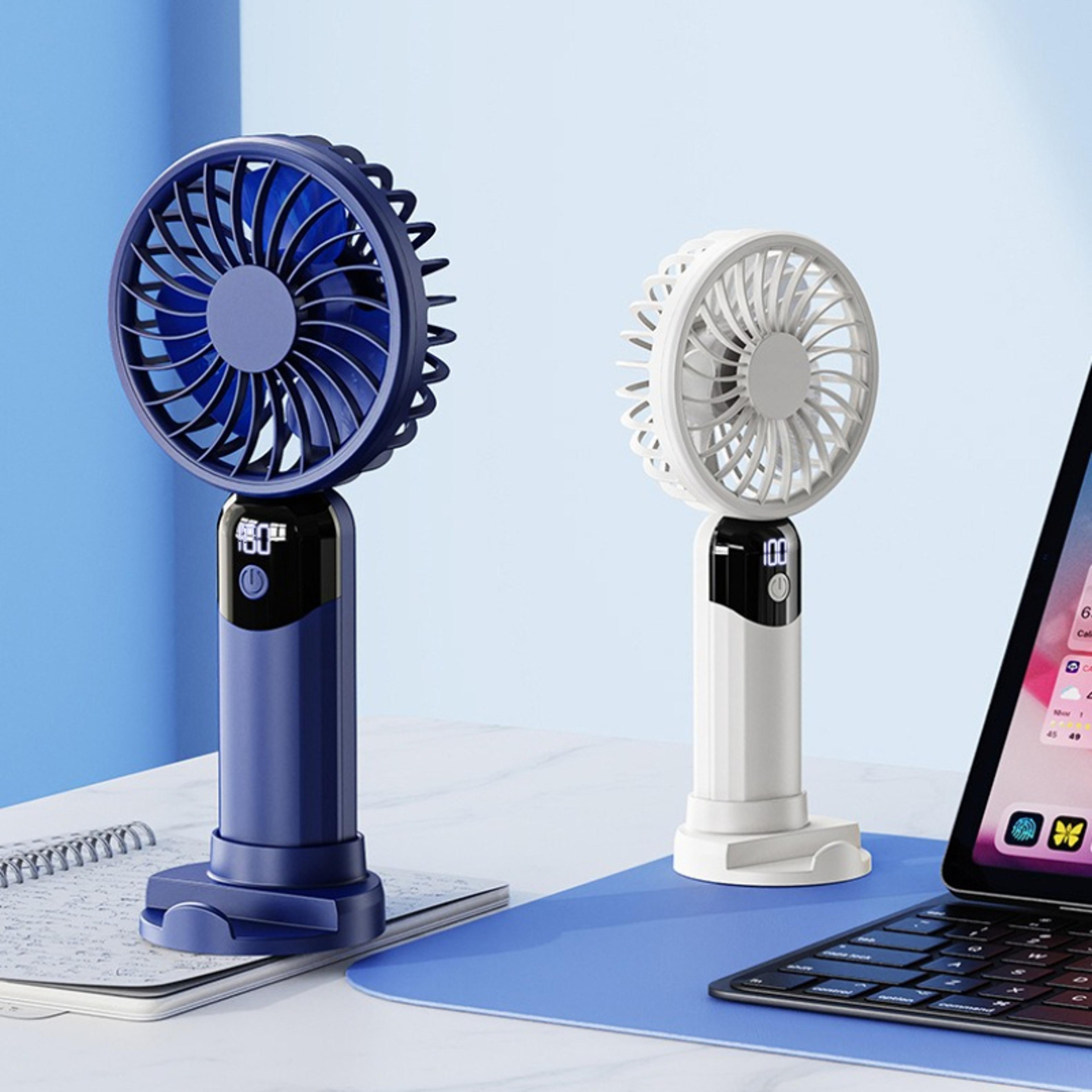 Portable Handheld Fan With LED Display Rechargeable Mini Fan USB Cooling Fan  Phone Stand 5
