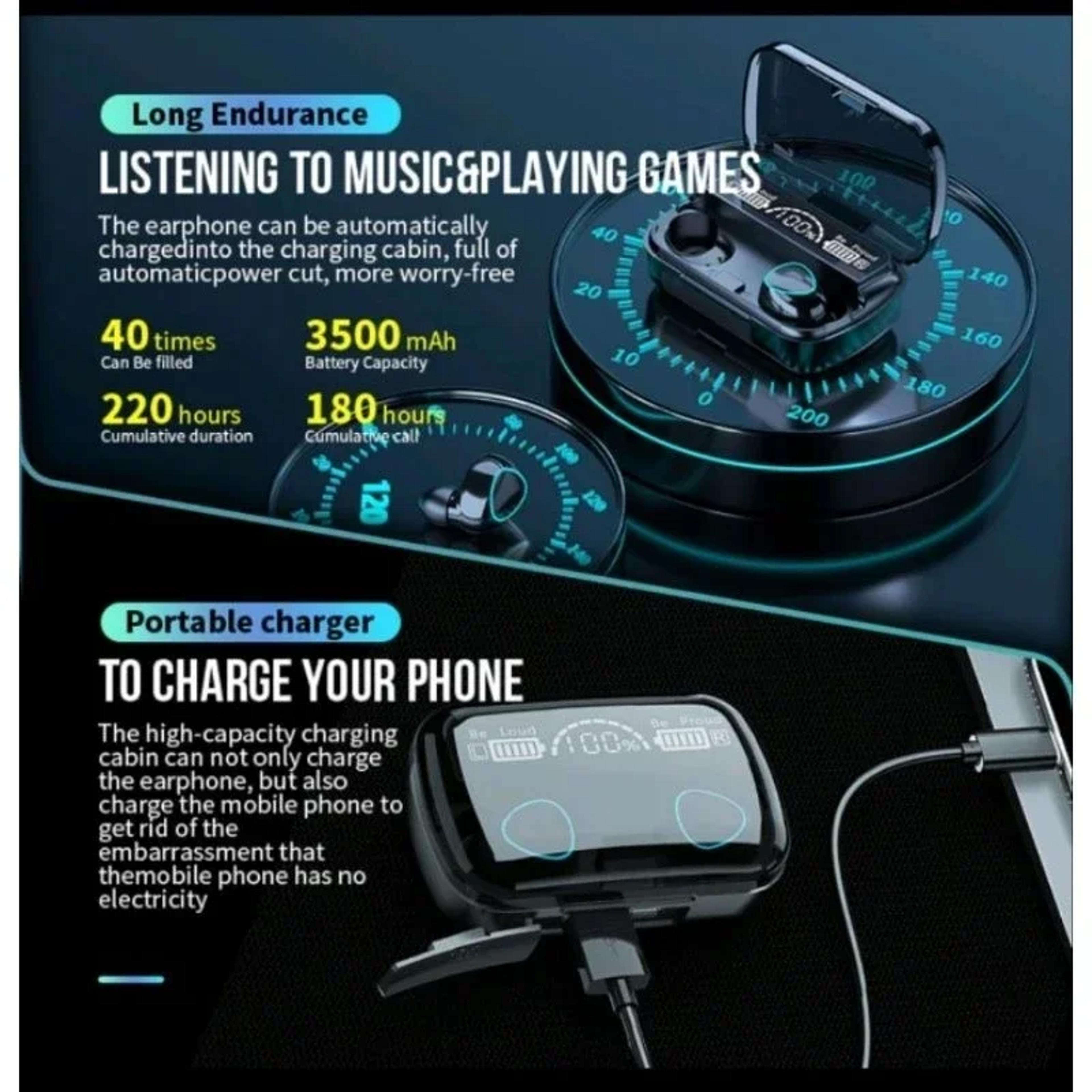Bluetooth Earbuds Wireless Earbuds With Charging Case Waterproof TWS Headphones With HD Microphone 4