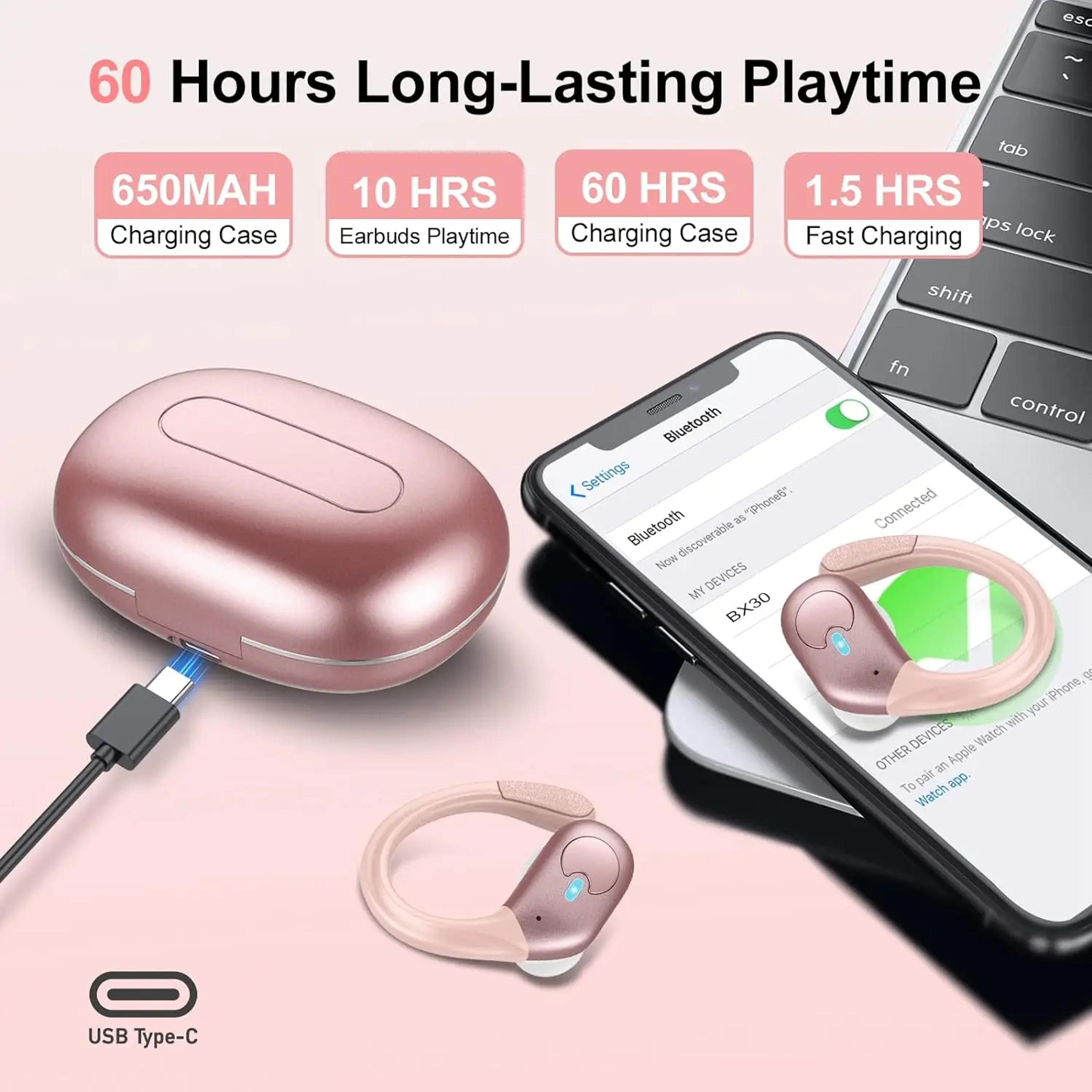 Bluetooth Earbuds With ENC Noise Cancelling Deep Bass  IPX7 Waterproof For Sports 4