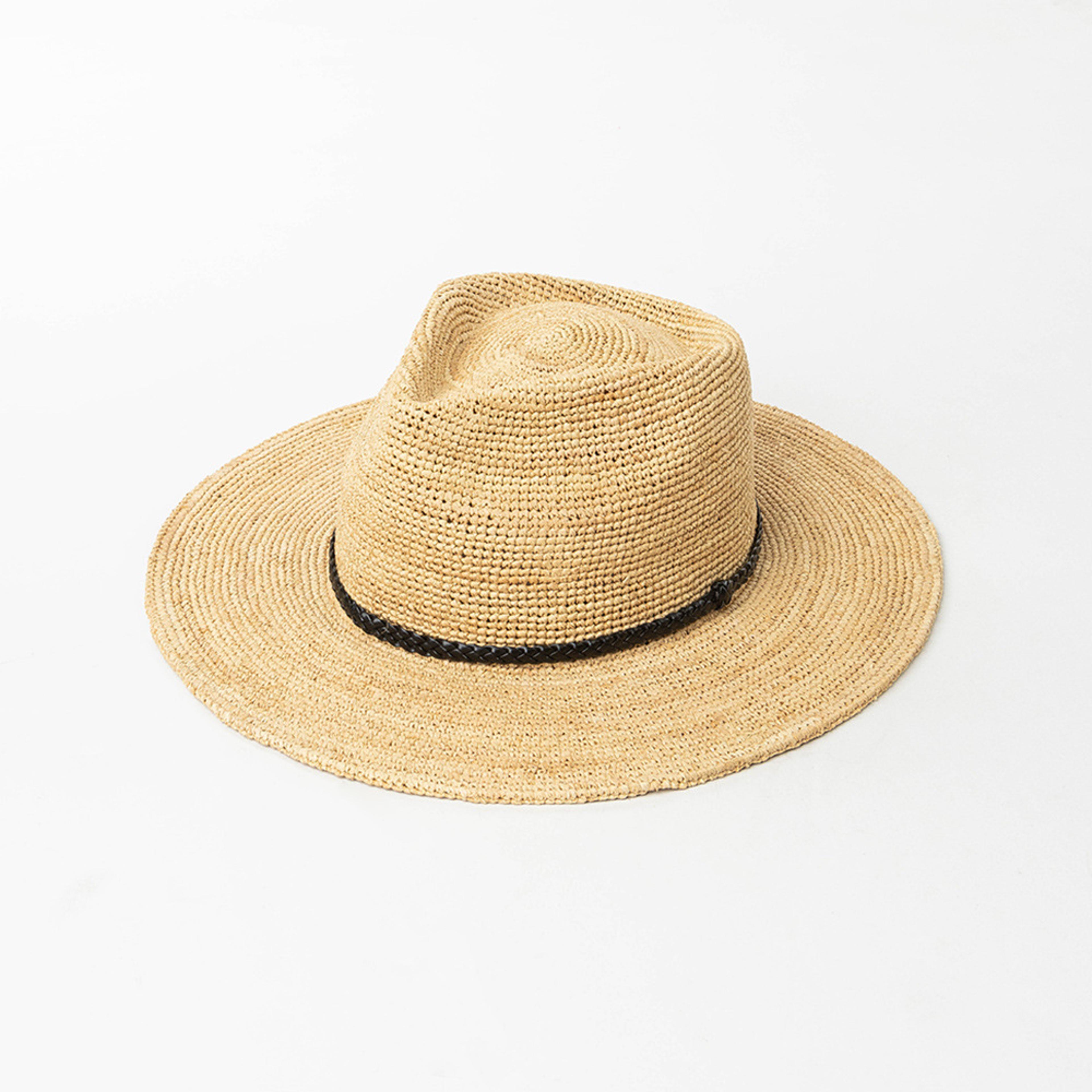 Raffia Straw Hat Wide Brim Panama Sun Hat For Beach Travel  Summer Style 0