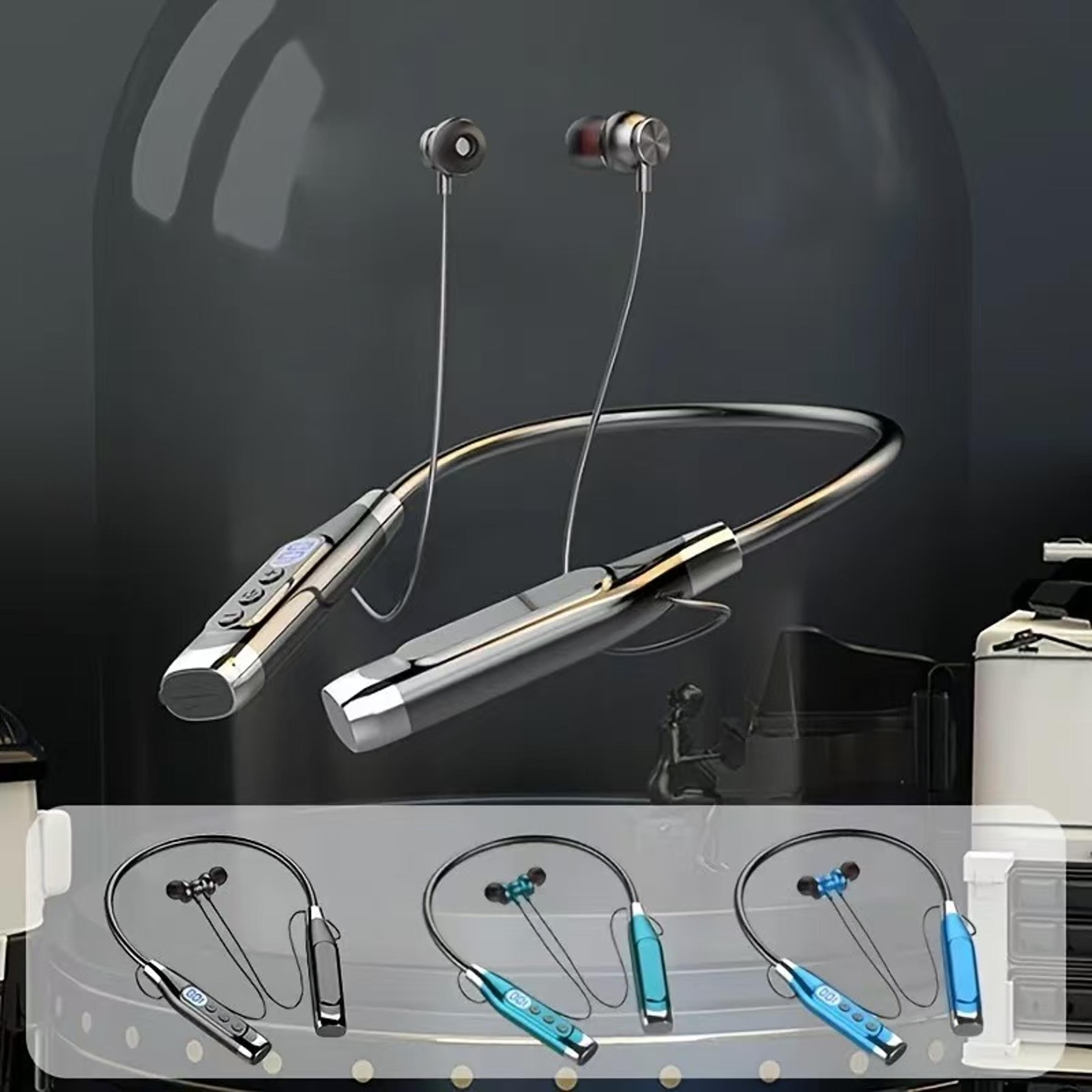 Bluetooth Neckband Headphones With LED Display  Magnetic Wireless Earbuds 4