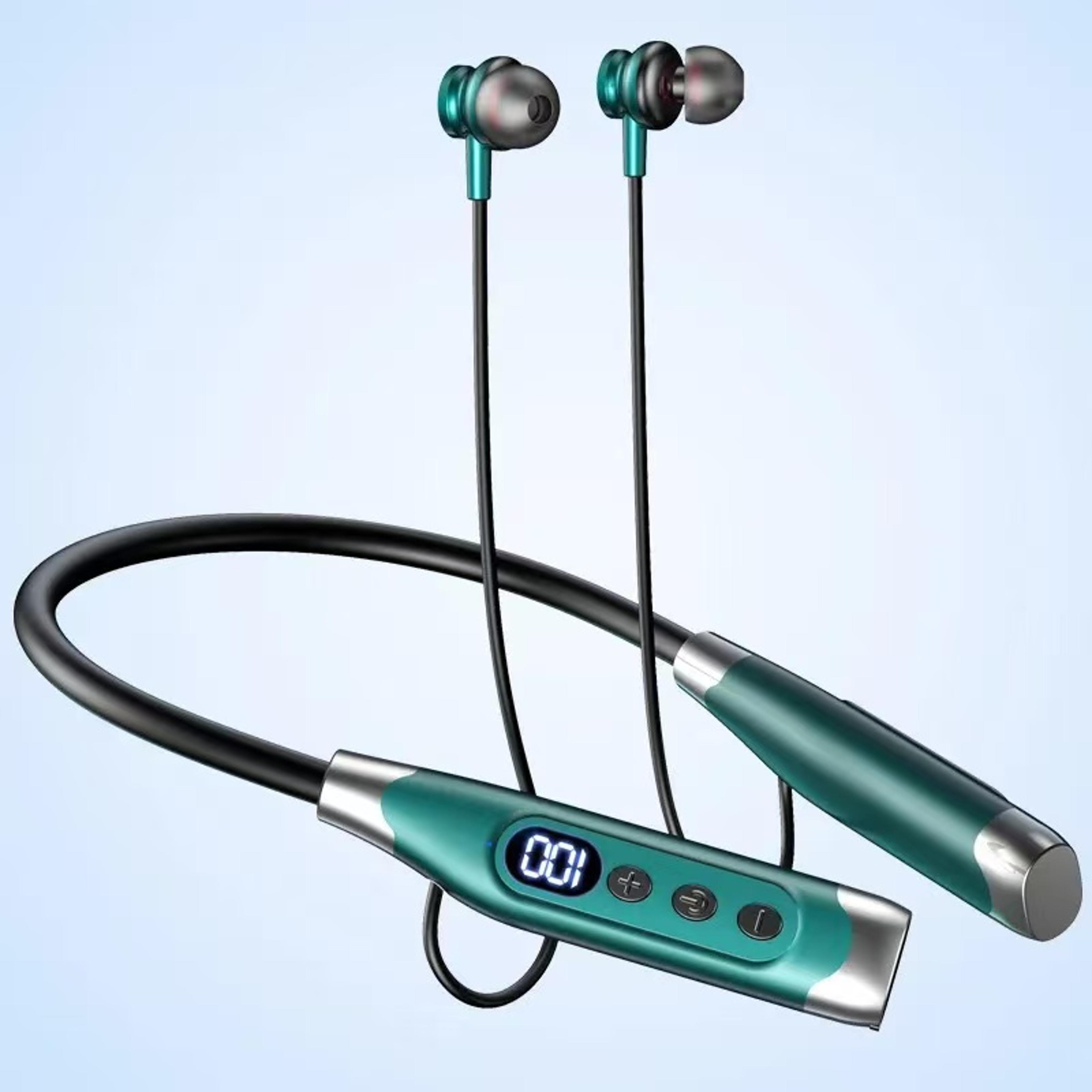 Bluetooth Neckband Headphones With LED Display  Magnetic Wireless Earbuds 1