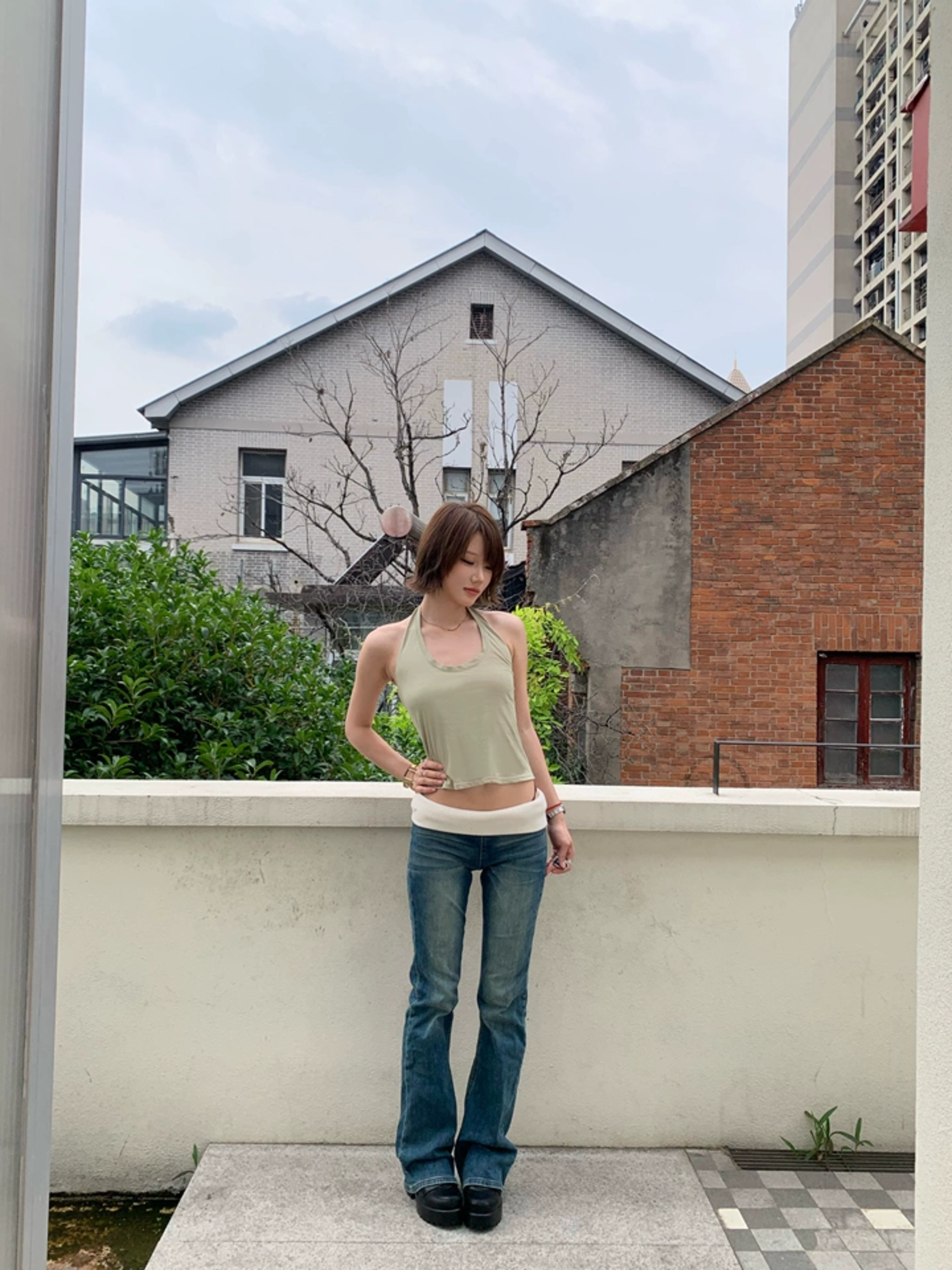 Pure Cotton Halter Neck Camisole Slim Fit Backless Tank Top For Women 3