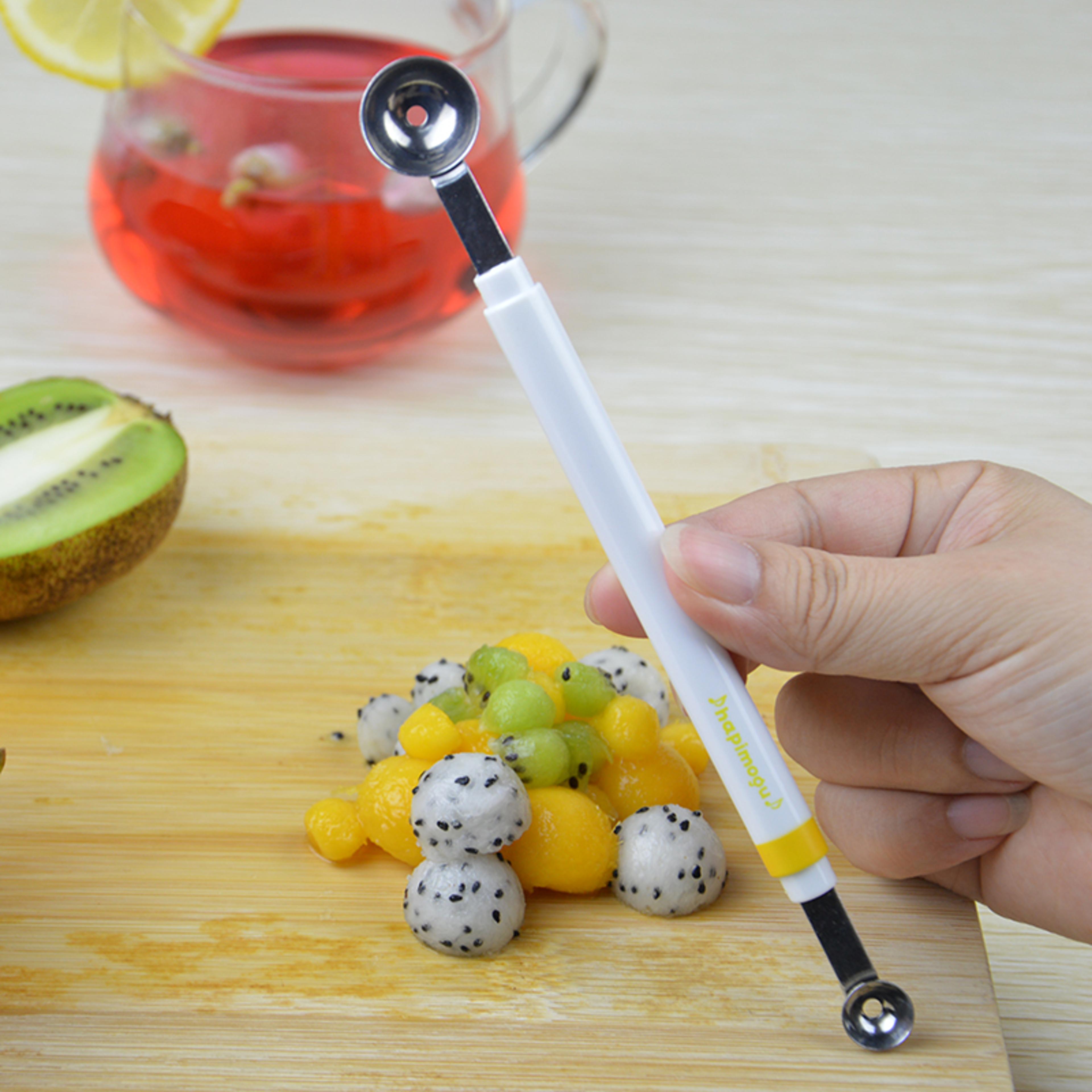 stainless steel melon baller & fruit scoop double-ended ice cream scoop spoon