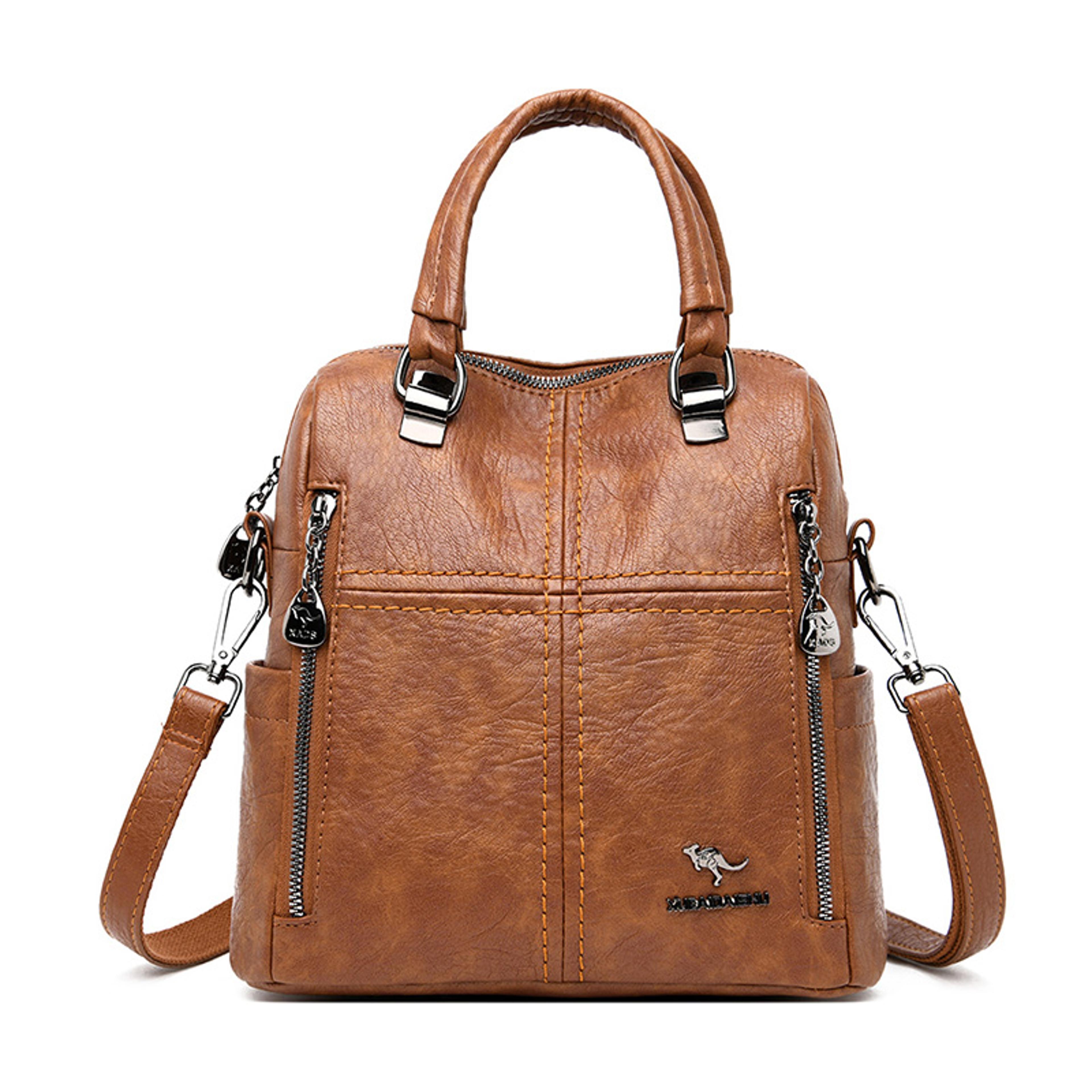 Elegant Womens Leather Backpack For Everyday Travel Back To School Backpack Multifunction Fashion B 1