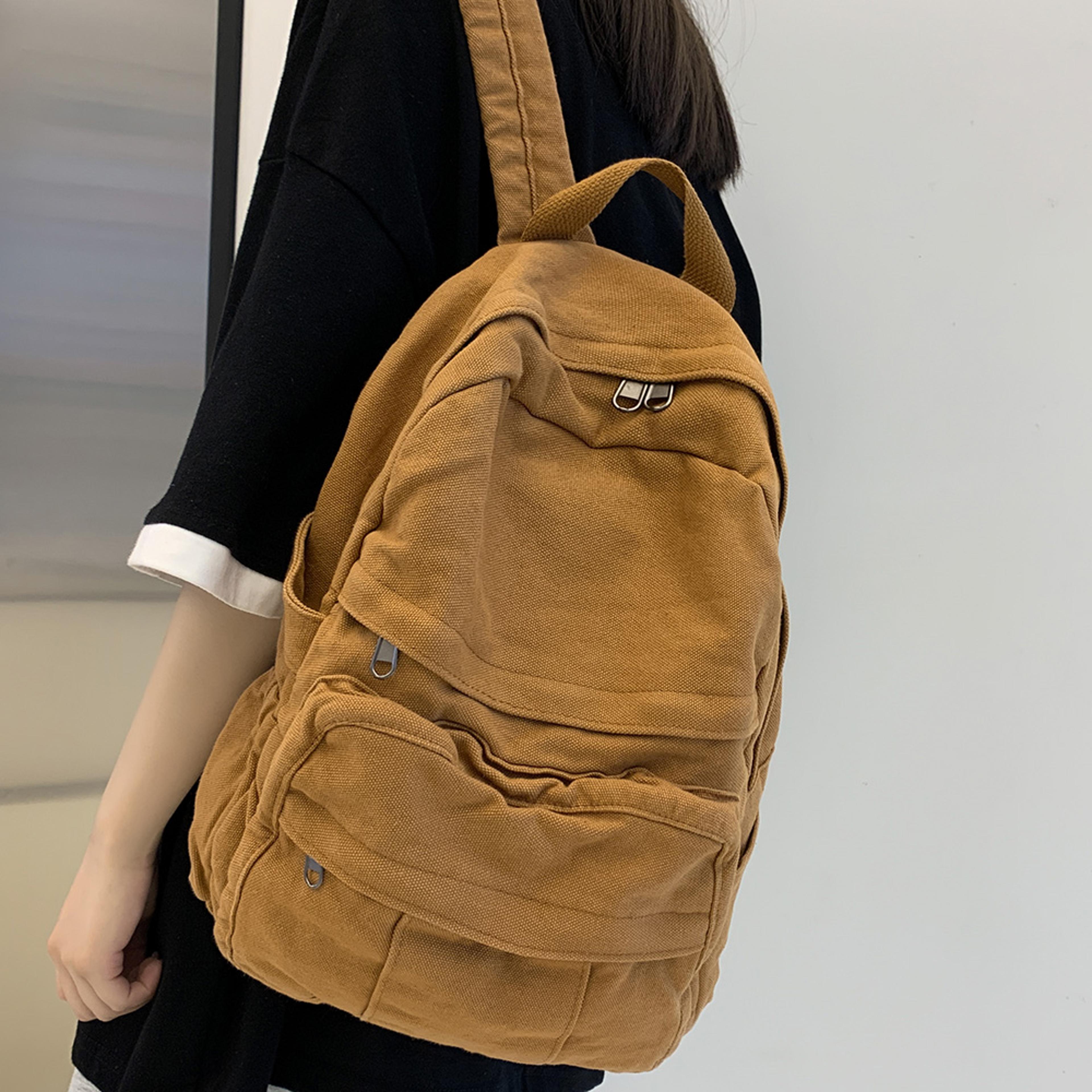 Vintage Canvas Laptop Backpack For Women Back To School Backpack College Travel Kawaii Book Bag 5