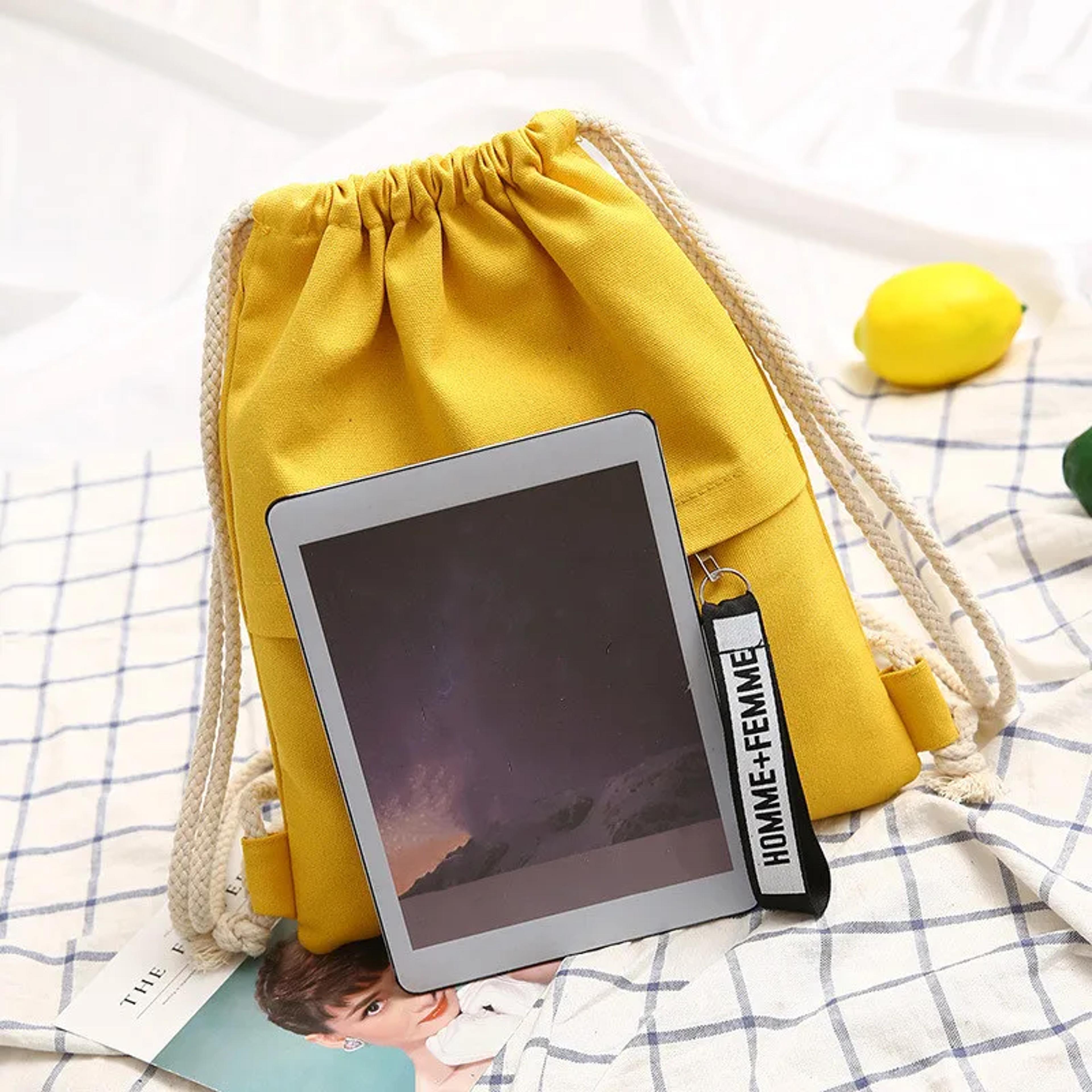 Canvas Drawstring Backpack With Front Pocket Back To School Backpack Casual Travel Backpack For Men 8